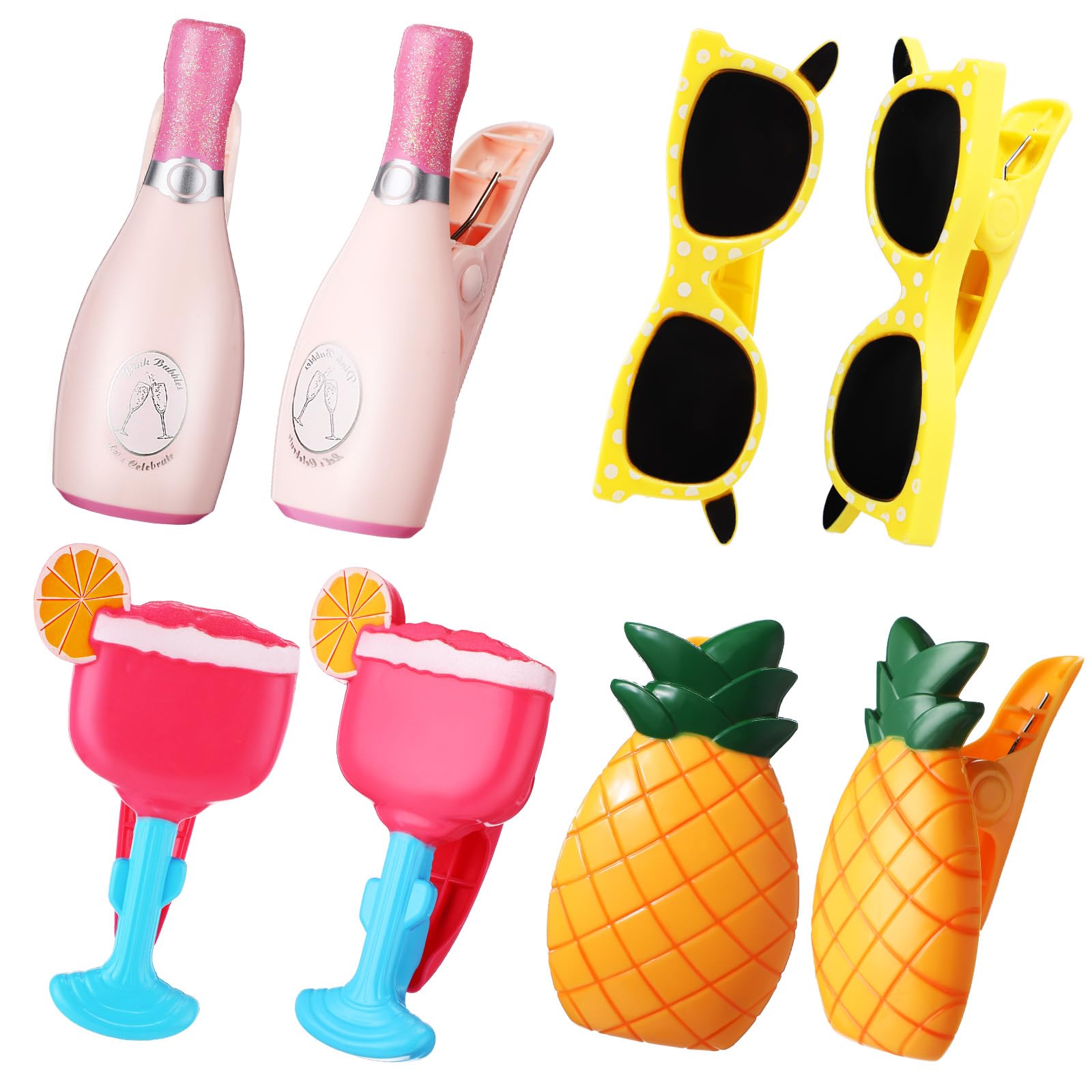 8 Pcs Beach Towel Clips Beach Chair Pool Clips for Chairs Plastic Windproof Holder Funny Decorative Clothespins for Patio Accessories Summer
