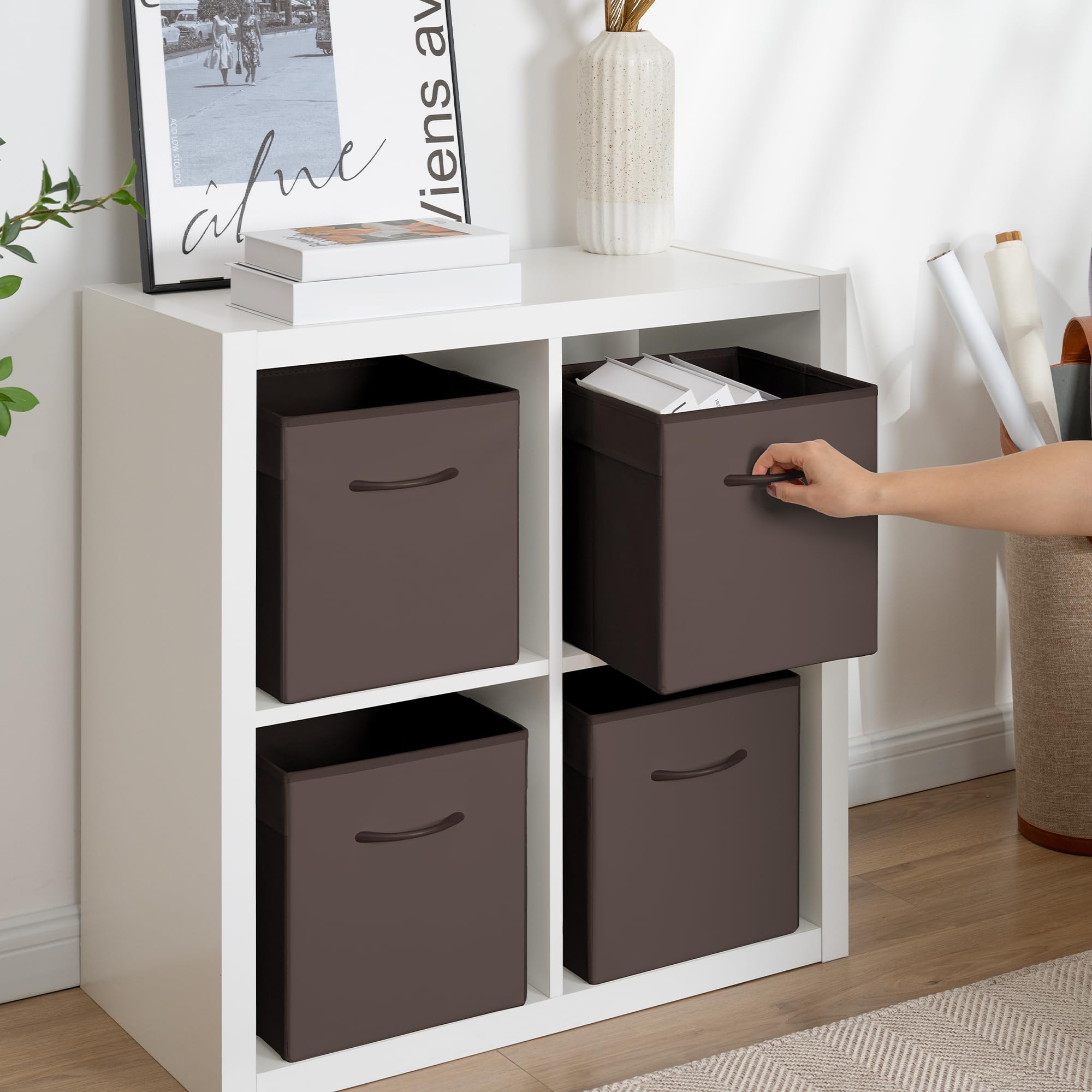 11in Leather Storage Cubes (4 Count)
