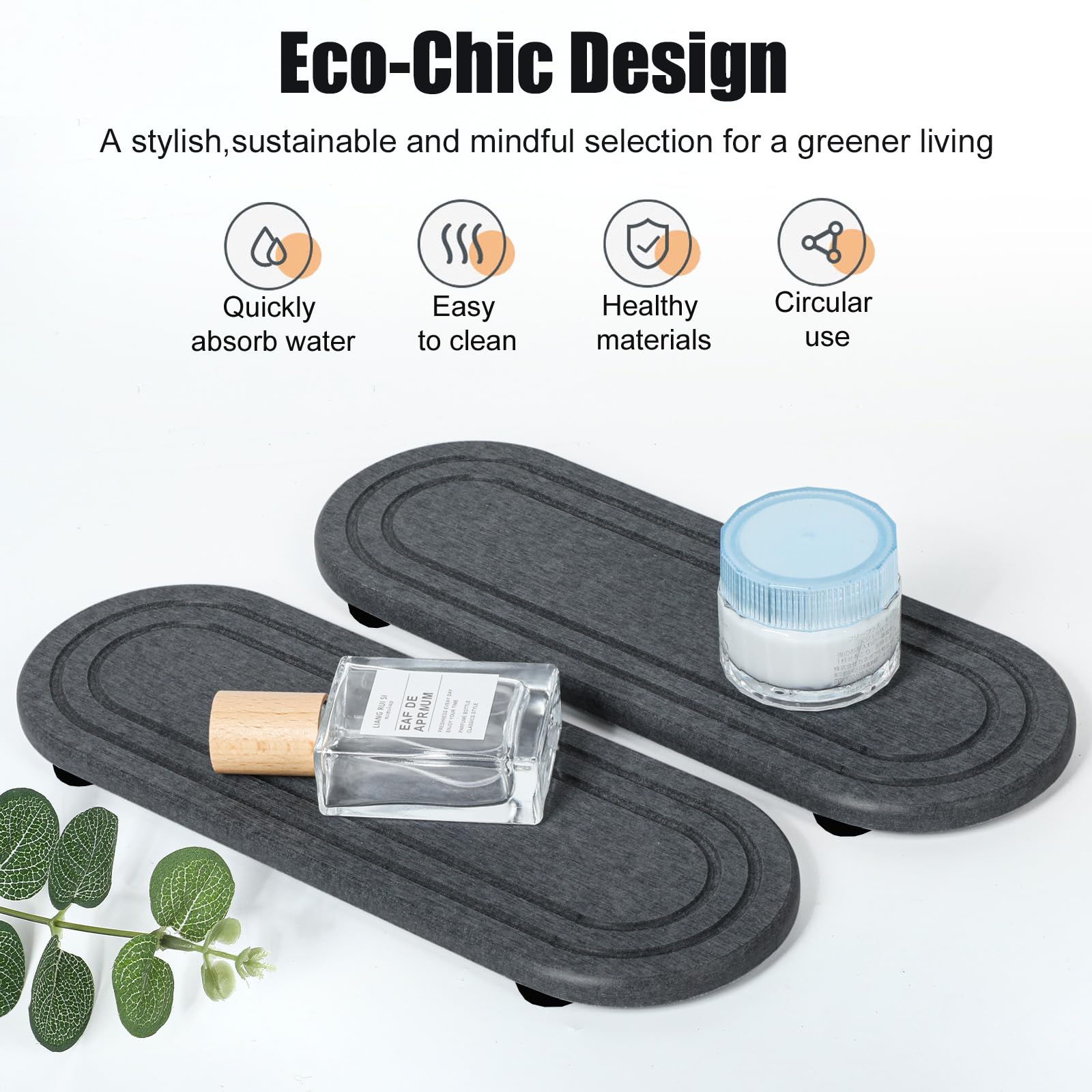 2PCS Water Absorbing Stone Tray (2 Count)