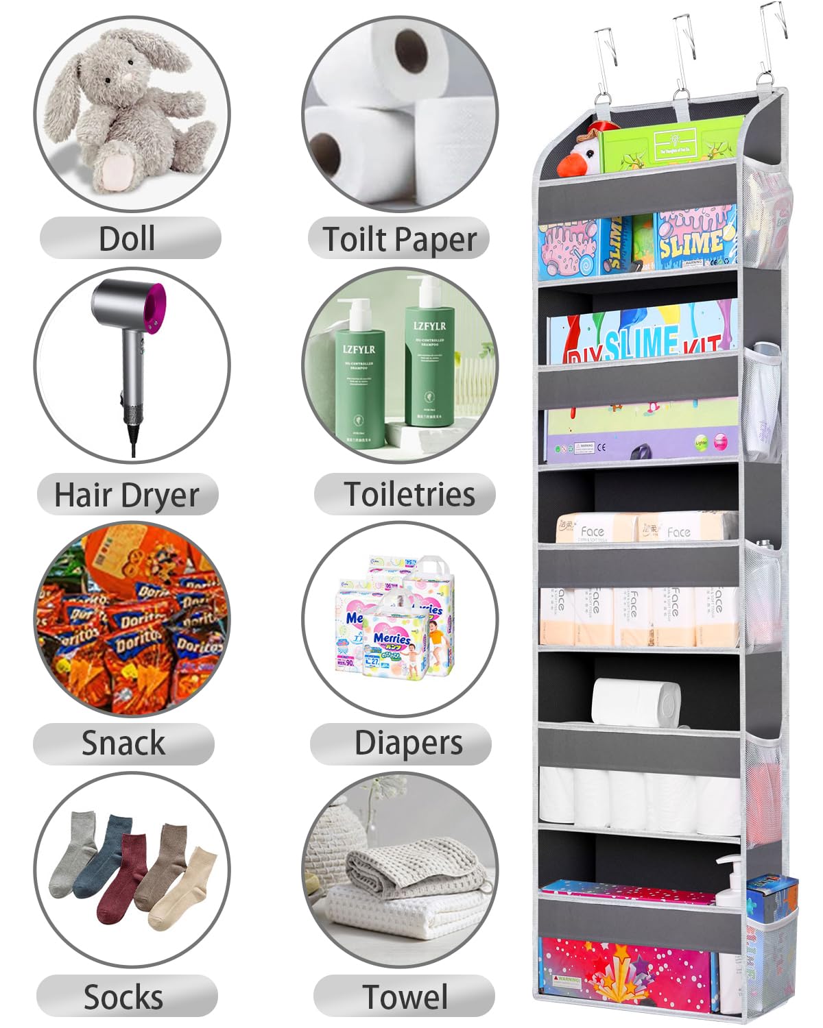 2 Pack Over the Door Storage Organizer (2 Count)
