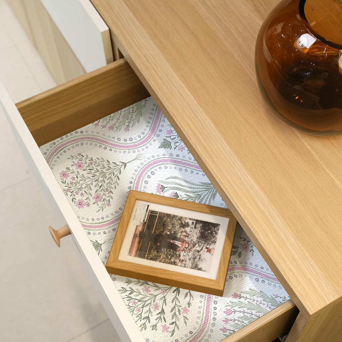 Floral Shelf Liner Non Adhesive Drawer Cabinet Liner 12in x 10ft
