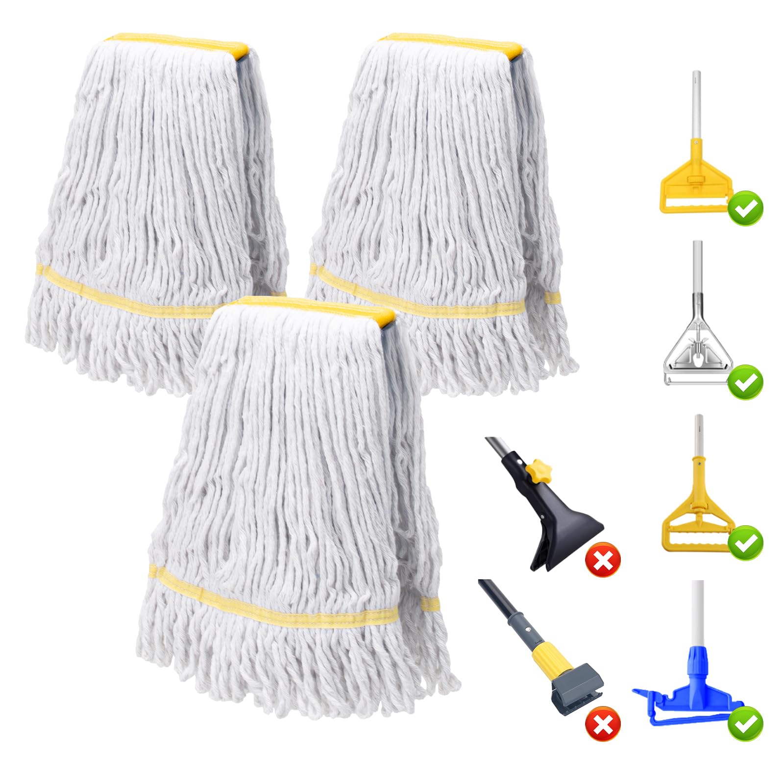 3 Pack Heavy Duty Commercial Mop Head Replacement - ModHome Supplies