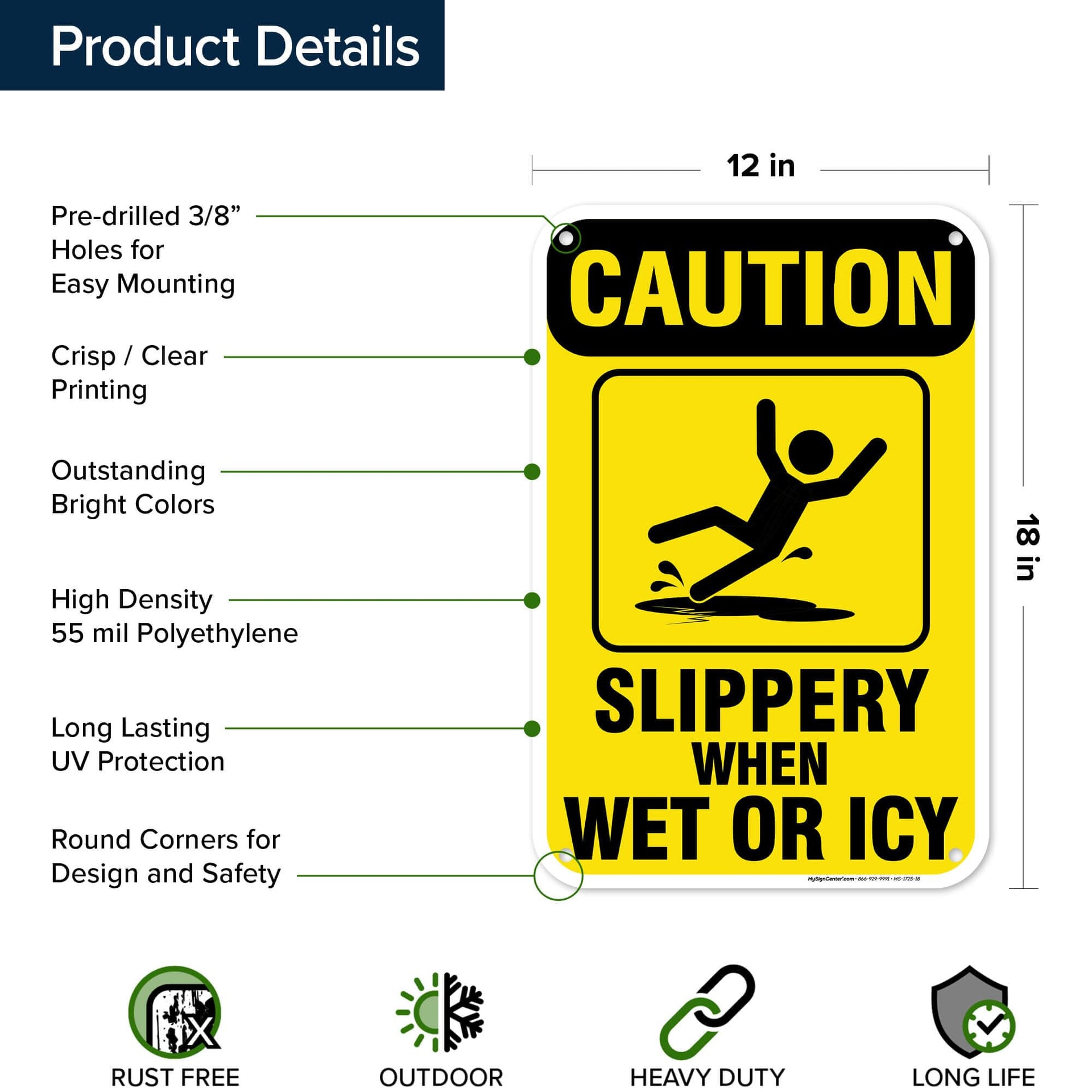 Caution Slippery When Wet Sign or ICY Sign