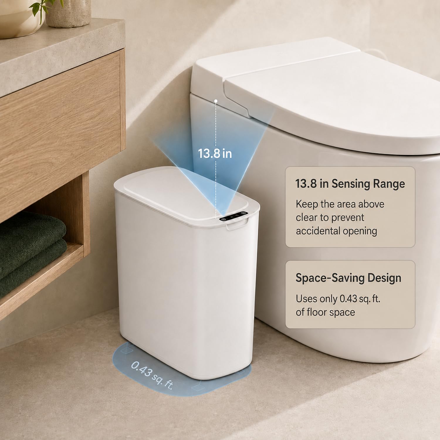 Automatic Small Bathroom Trash Can with Lid