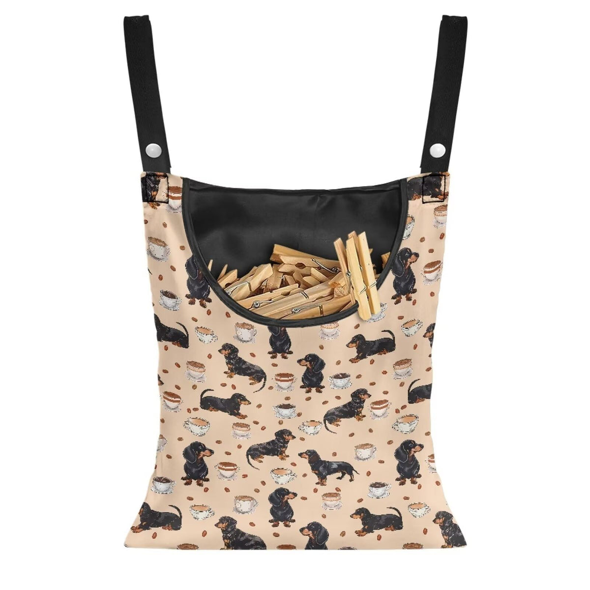 Dachshund Puppy Clothespin Bag Fashion Hanging Storage Organizer Clothes Pin Bag Waterproof Laundry Clothespin Bag Clothespin Holder for Clothesline Outdoor