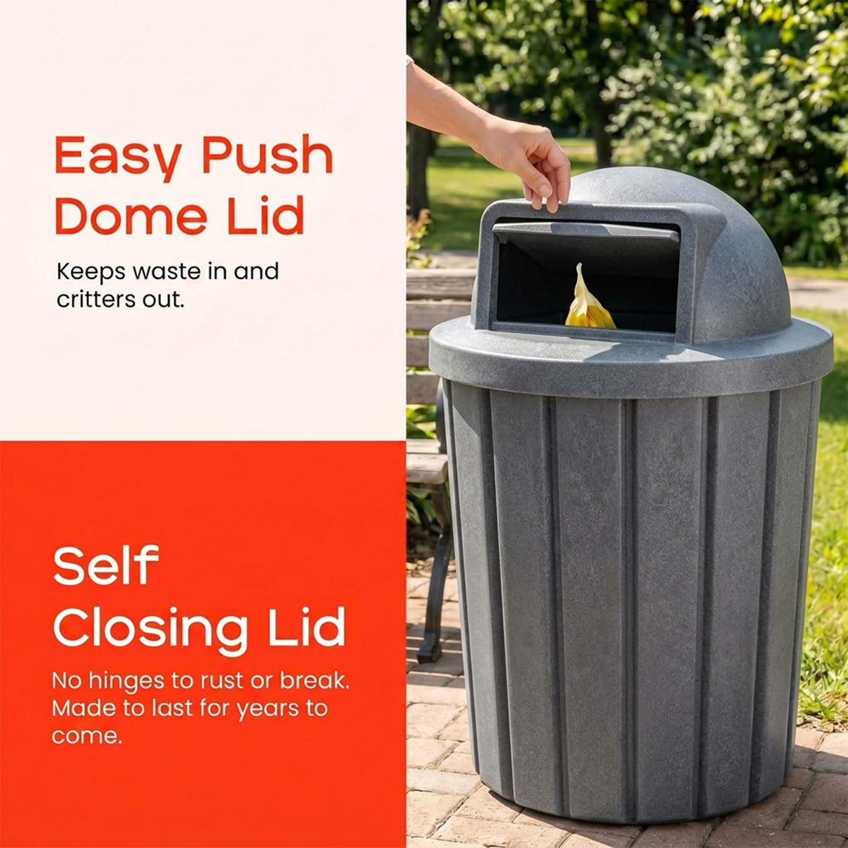 Campus Collection 42 Gallon Commercial Trash Can with Lid