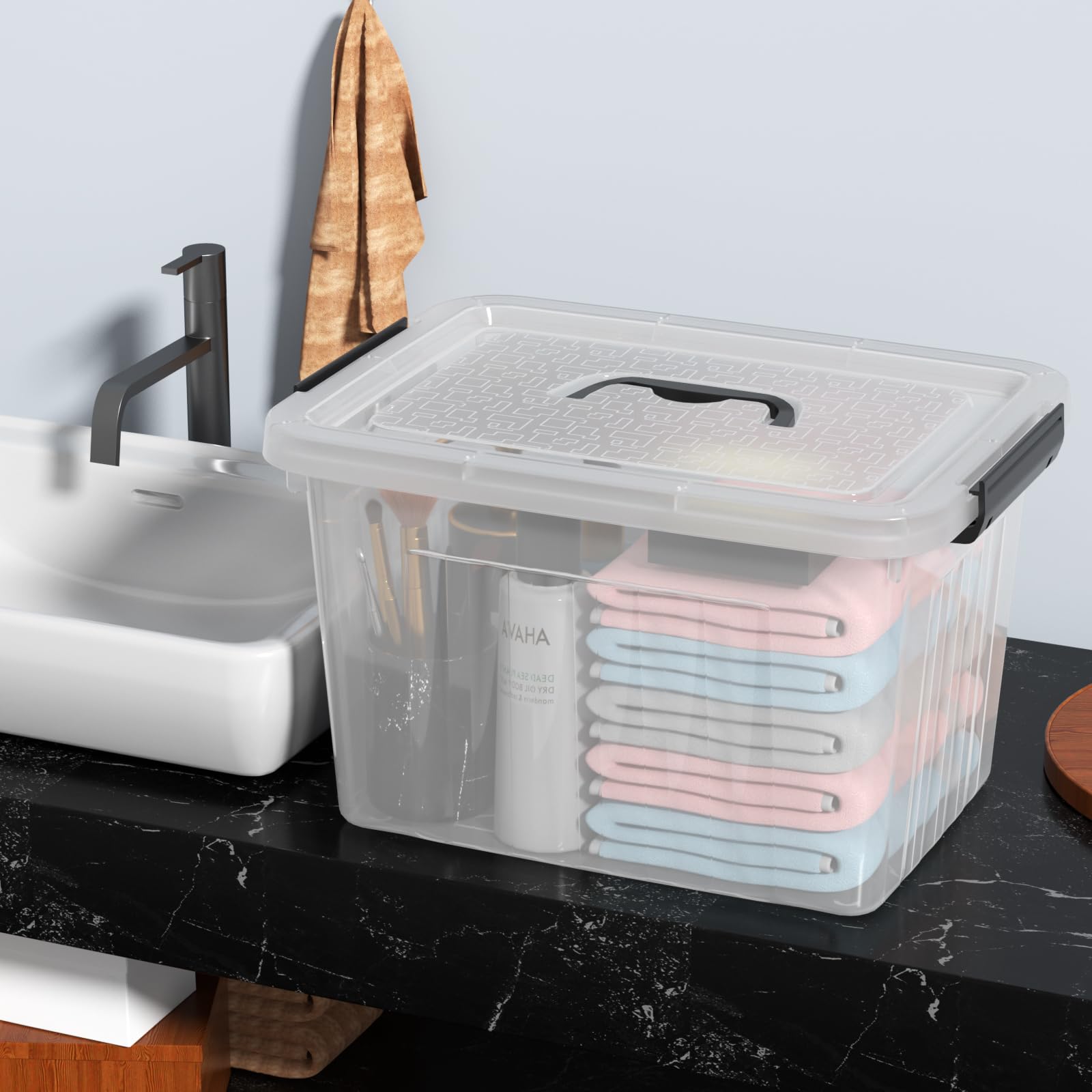 Clear Plastic Storage Bins With Lids (4 Count)
