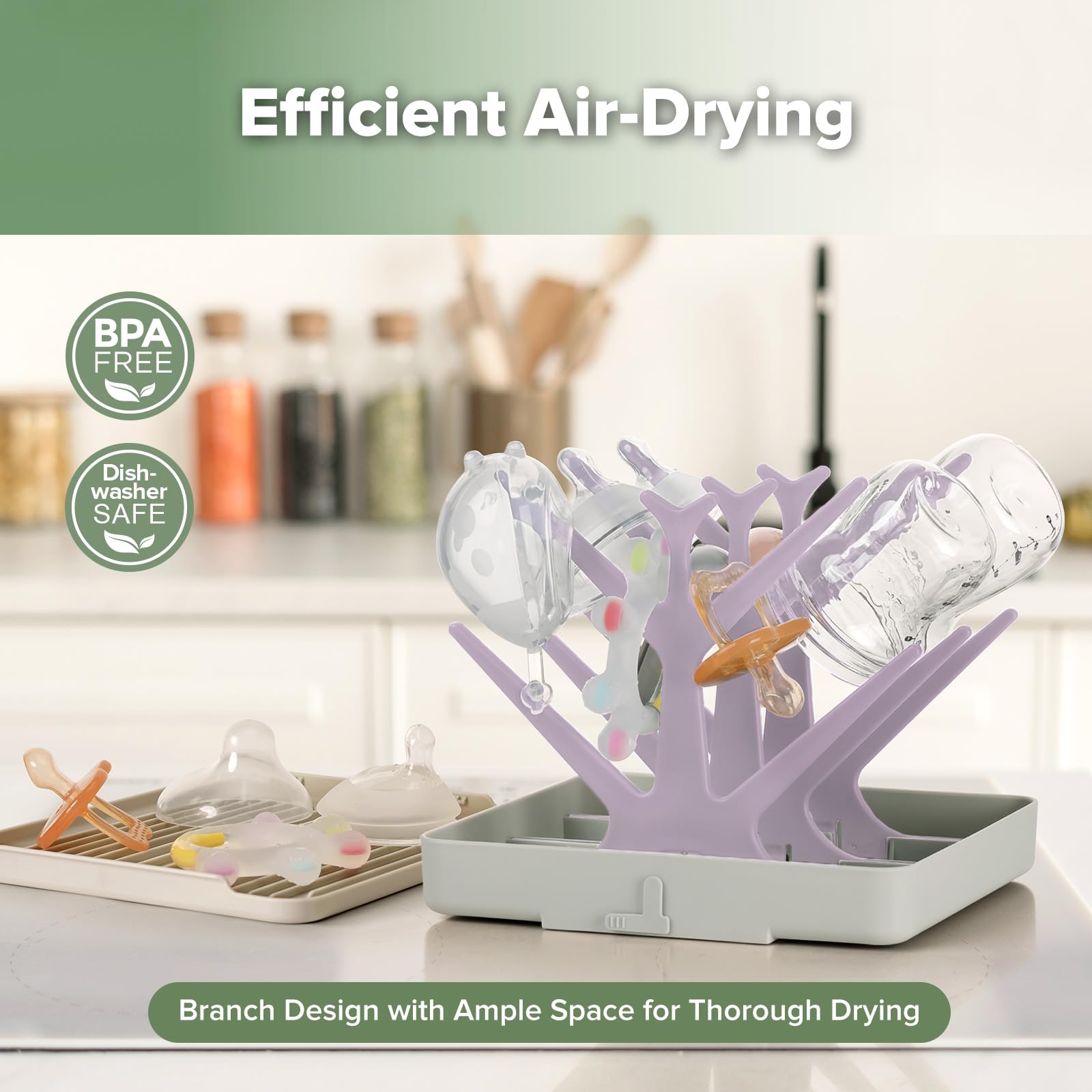 Portable Baby Bottle Drying Rack with Tray