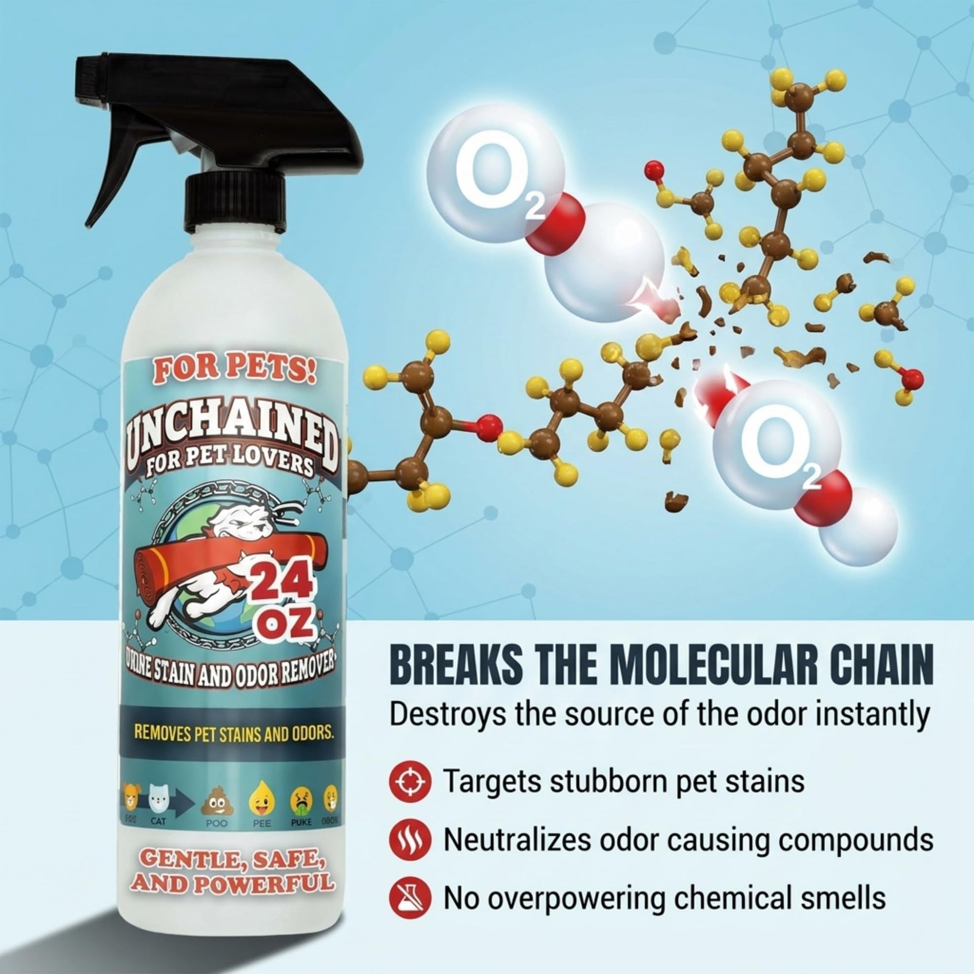 Unchained Pet Stain And Odor Remover Spray (24 Ounce)