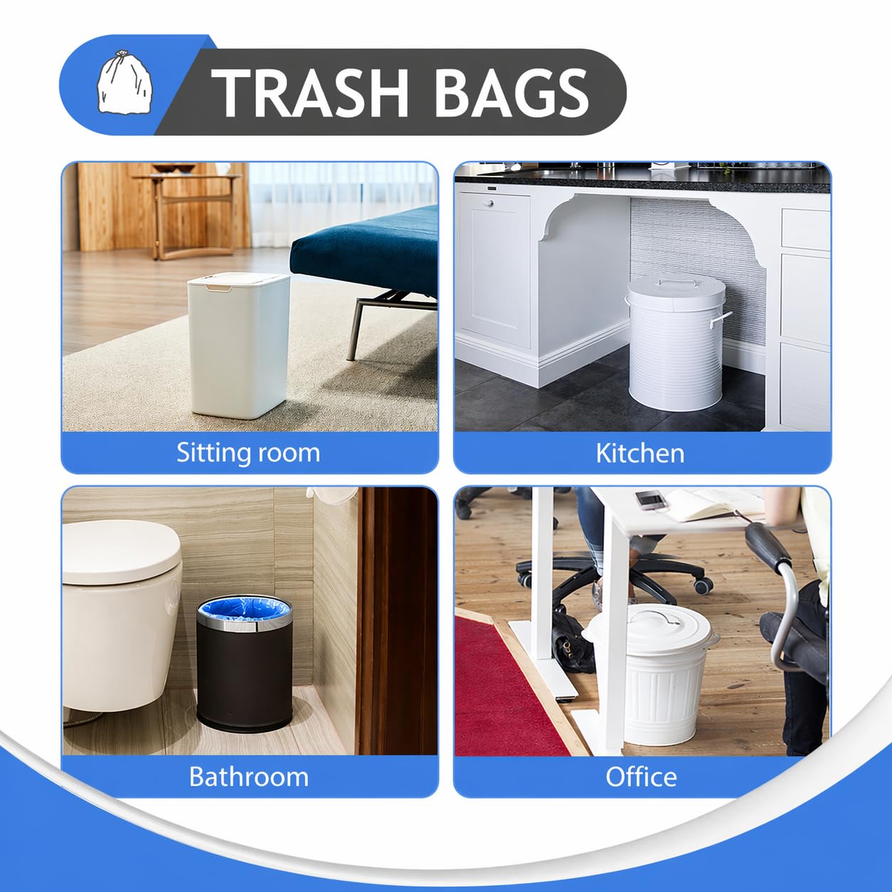 Small Blue Trash Bags 4 Gallon 160 Count Kitchen Garbage Bags