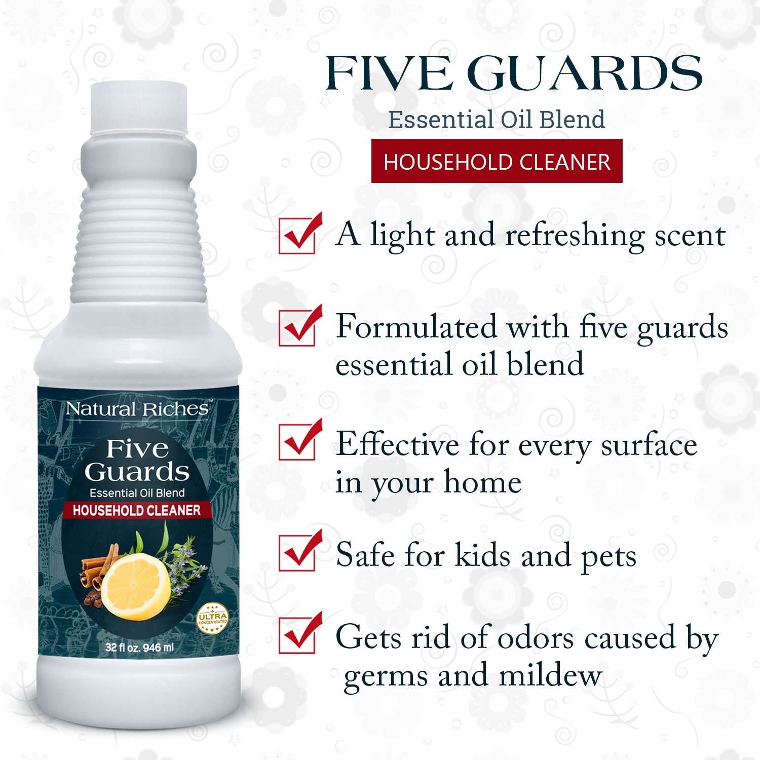 Five Guards Household Cleaner Concentrate 32 Fl Oz