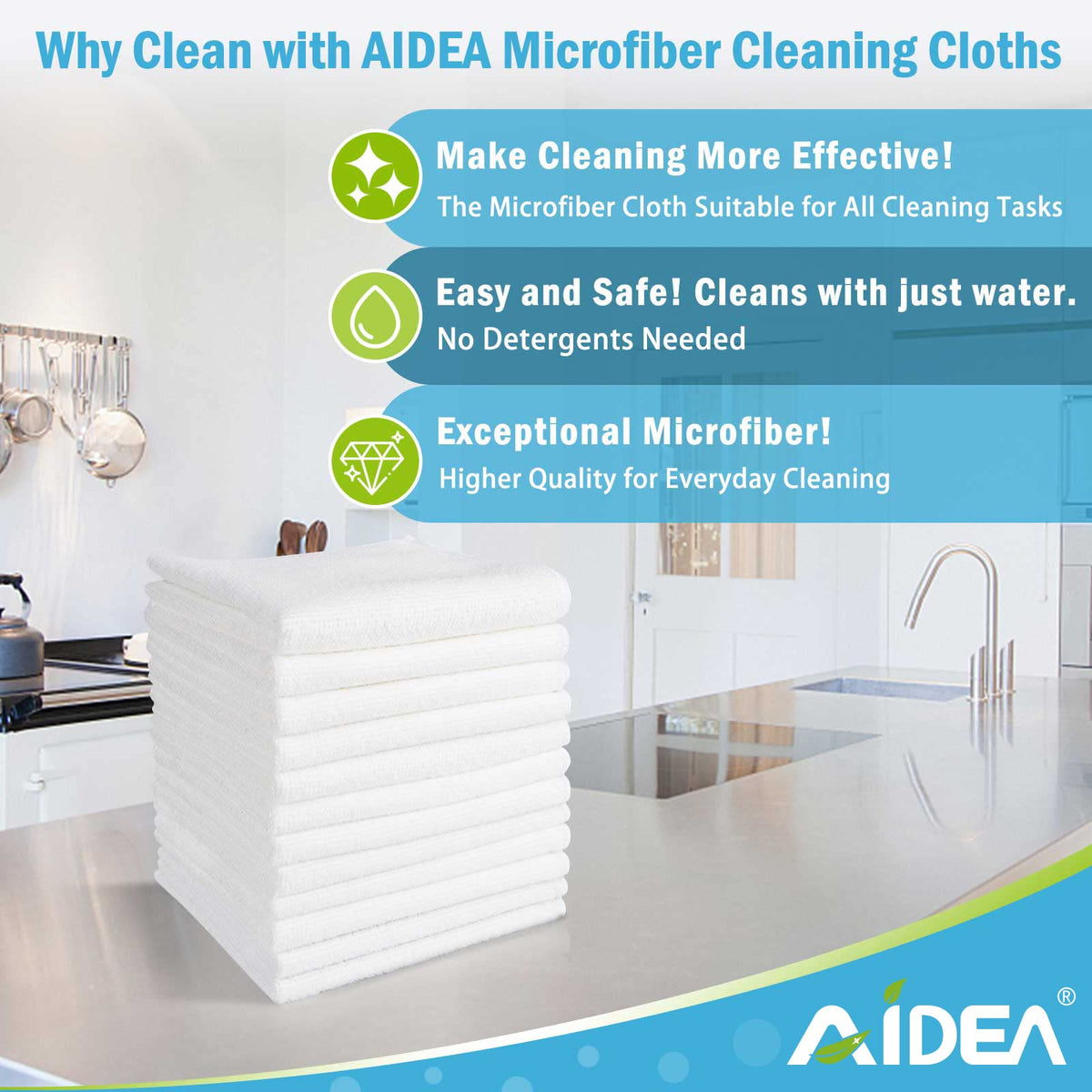 White Microfiber Cleaning Cloth 20PK (20 Count)
