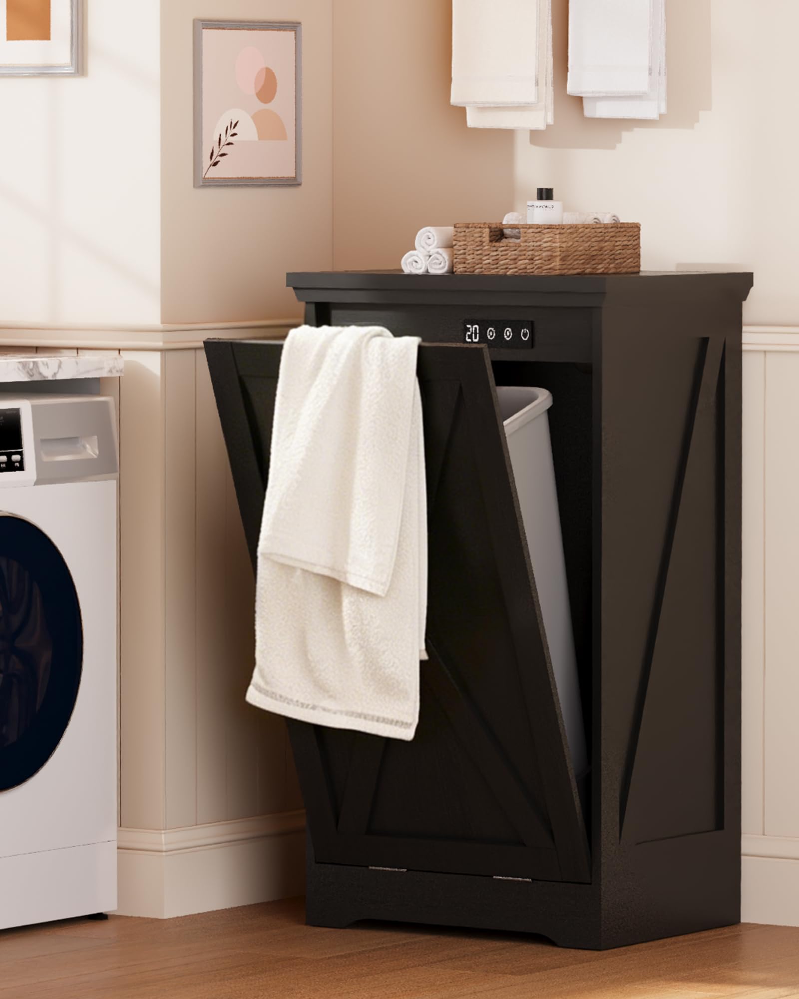 Single 13 Gallon Tilt Out Trash Can Cabinet with Deodorising Function