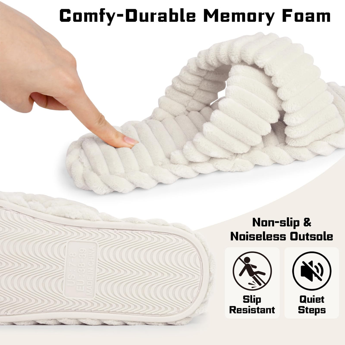 Women's Cozy Slippers Crossbands & Memory Foam