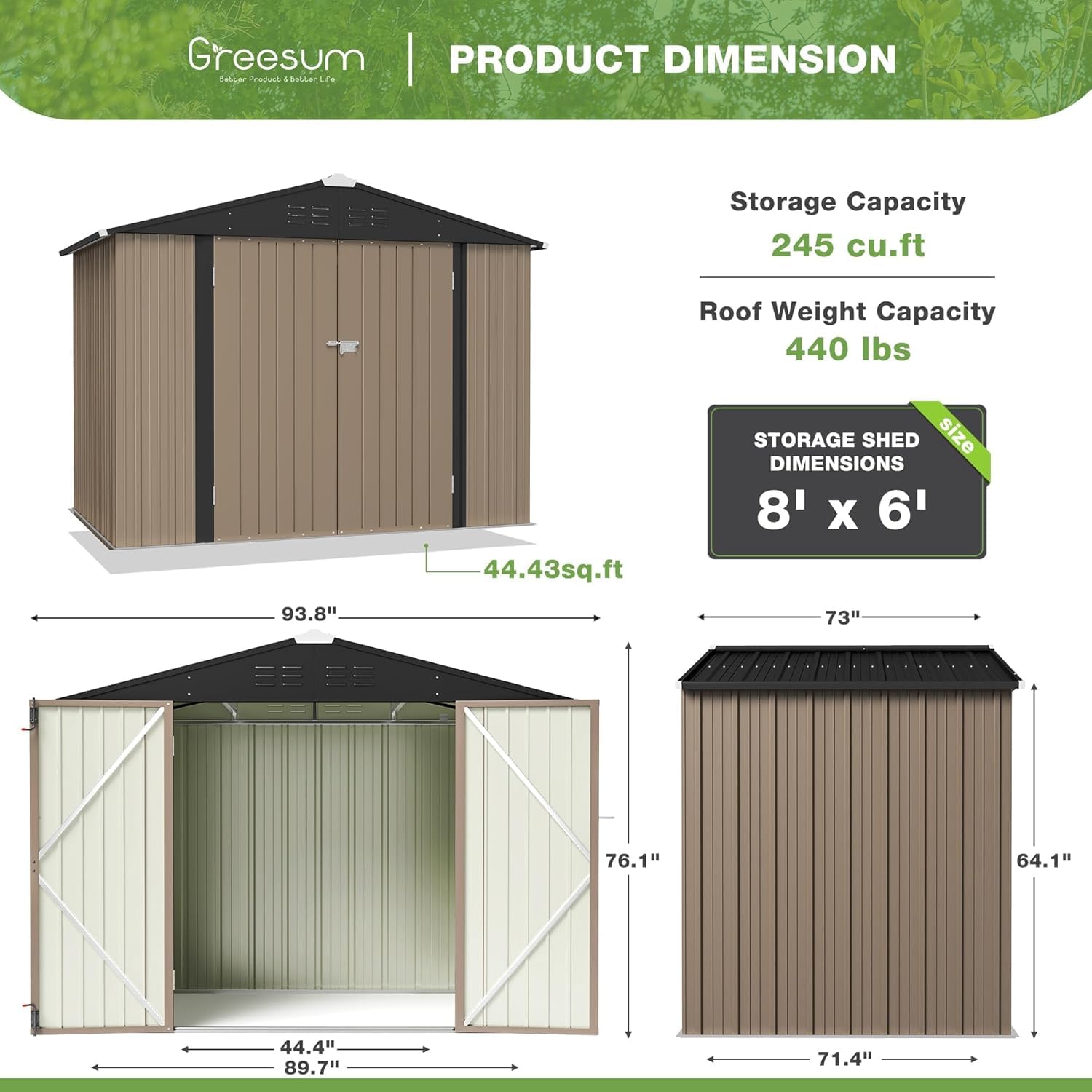 8x6FT Outdoor Storage Shed