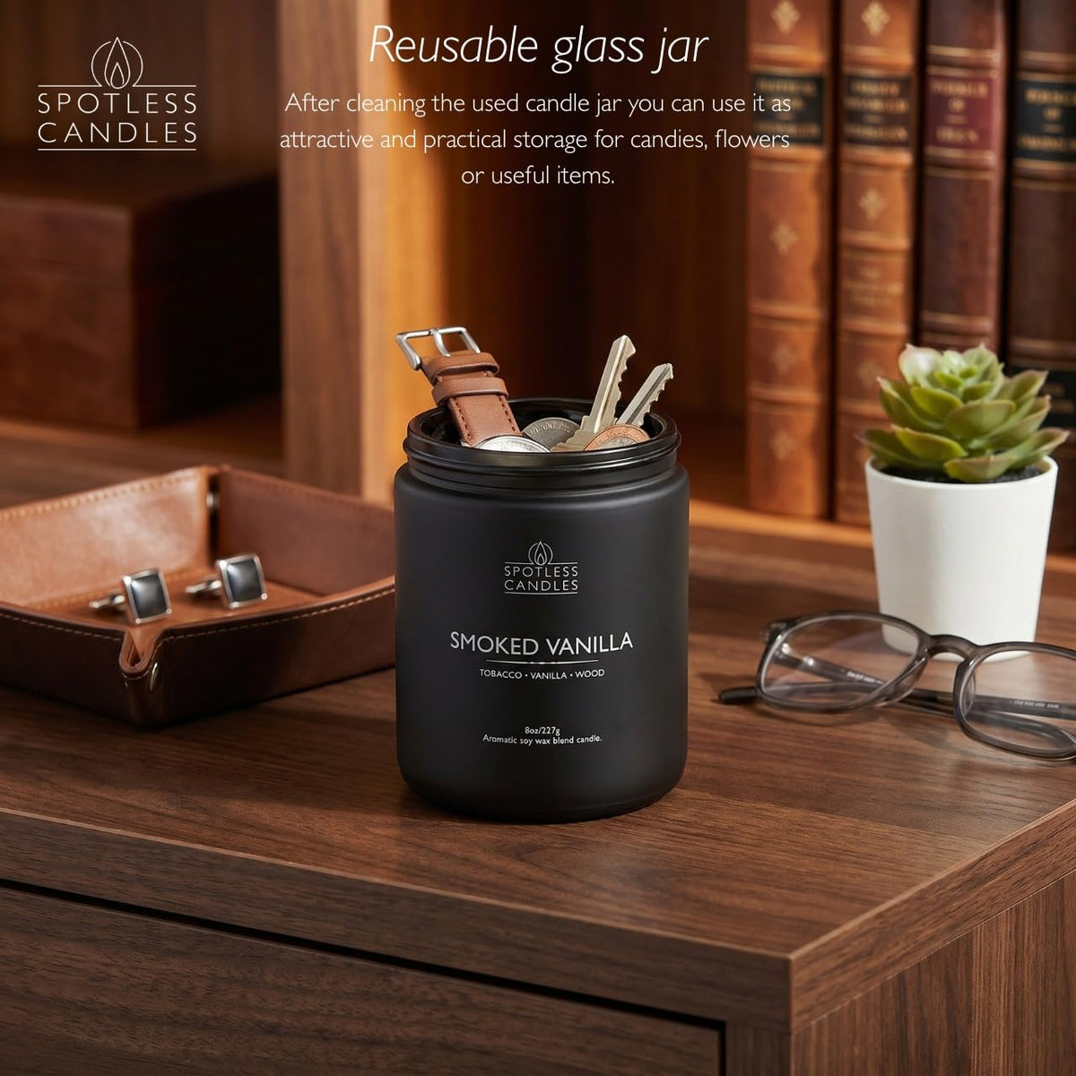 Mens Candle 2 x 8oz Pack Smoked Vanilla and Lavender Cedarwood Scents (2 Count)