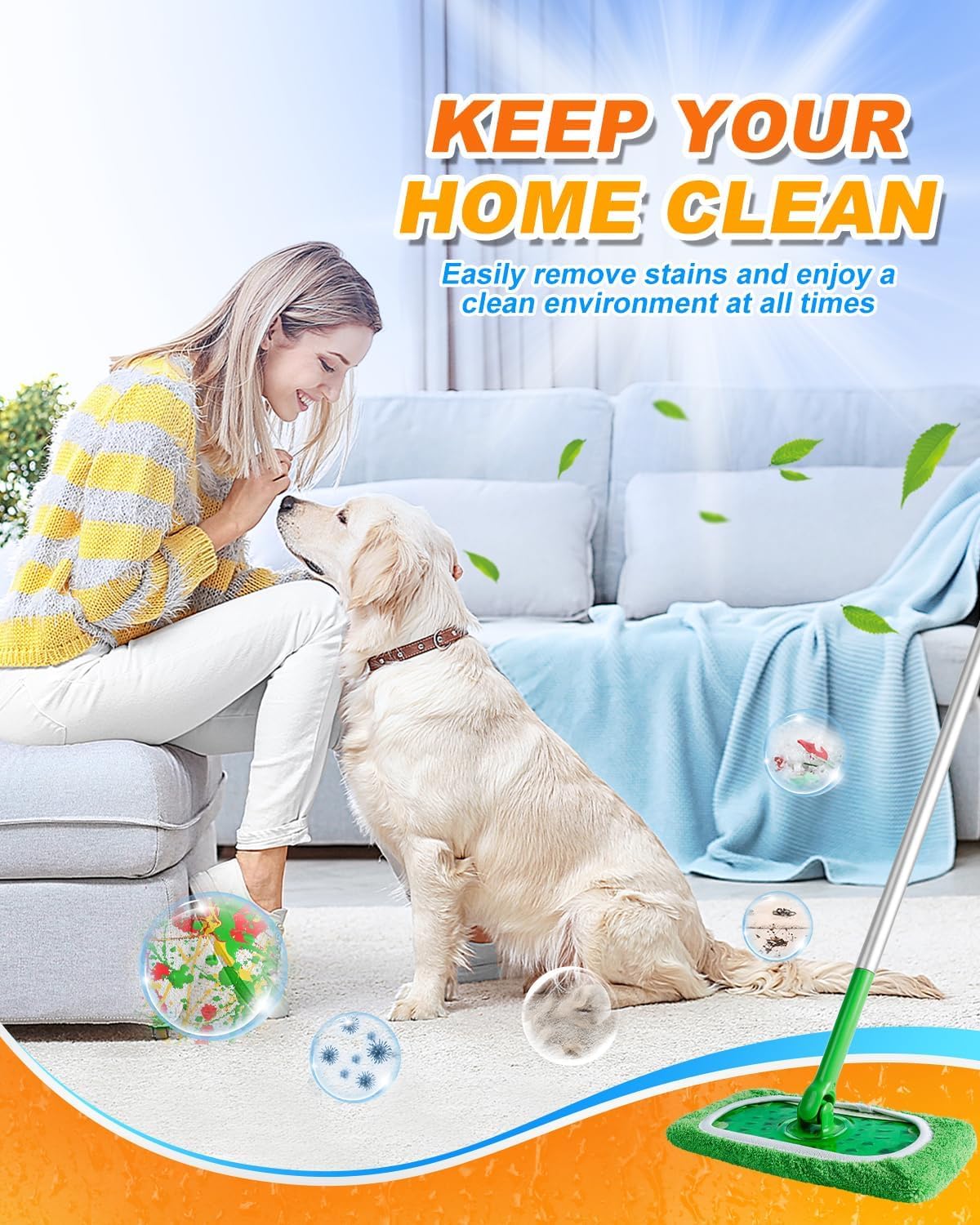 12 Pack Reusable Mop Pads Compatible with Swiffer Sweeper (12 Count)