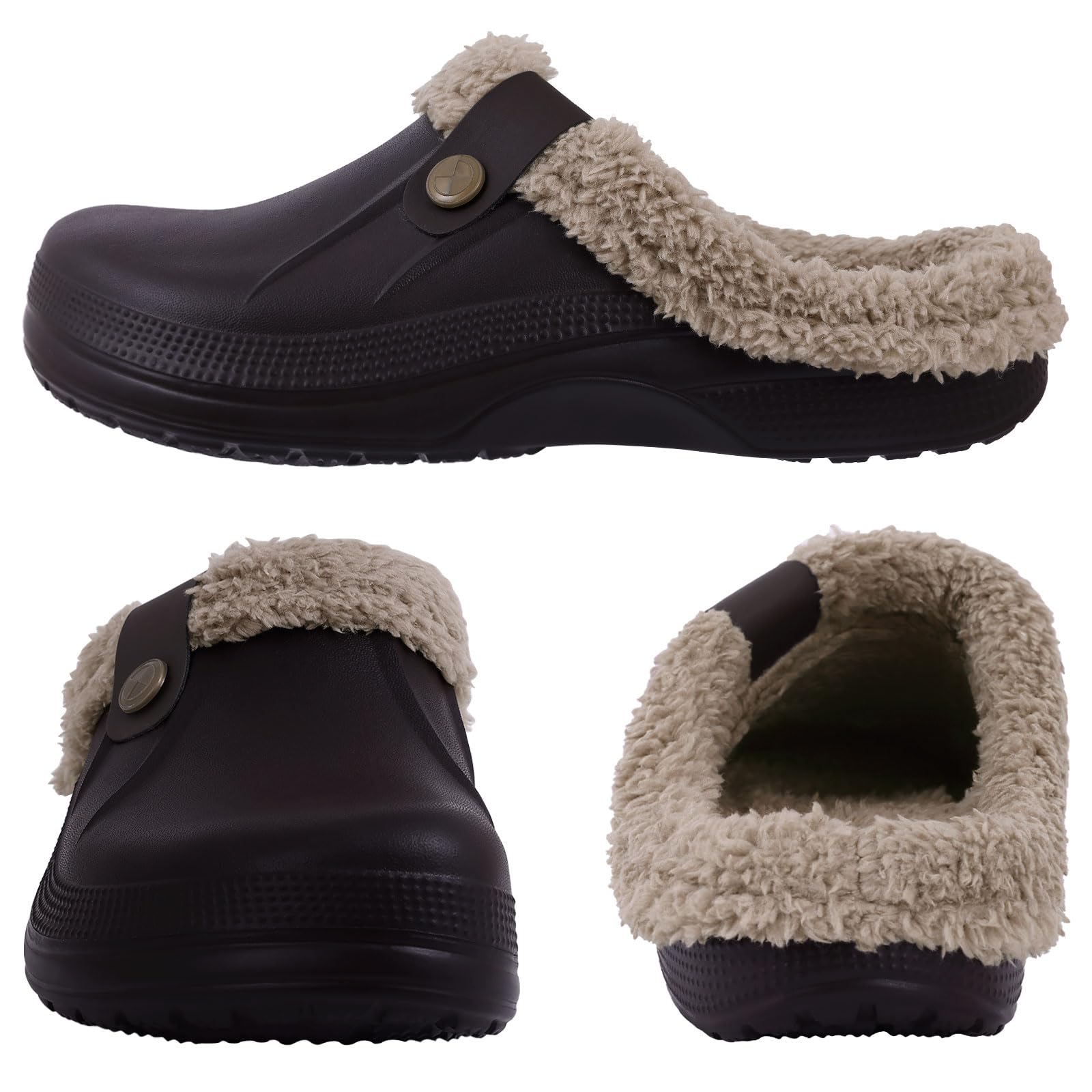 Fur Lined Clogs for Women & Men Fuzzy Slippers with Memory Foam
