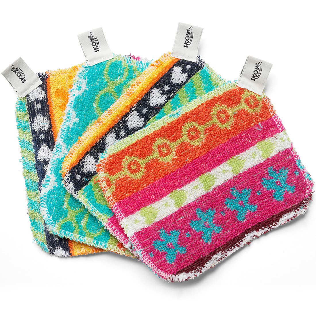 Scrub, 4-Pack Reusable, Non-Scratching Dish Scrubber for Kitchen and Household Cleaning, Planet-Friendly, Dishwasher Safe Soft Scrub, Assorted Colors and Designs (4 Count)