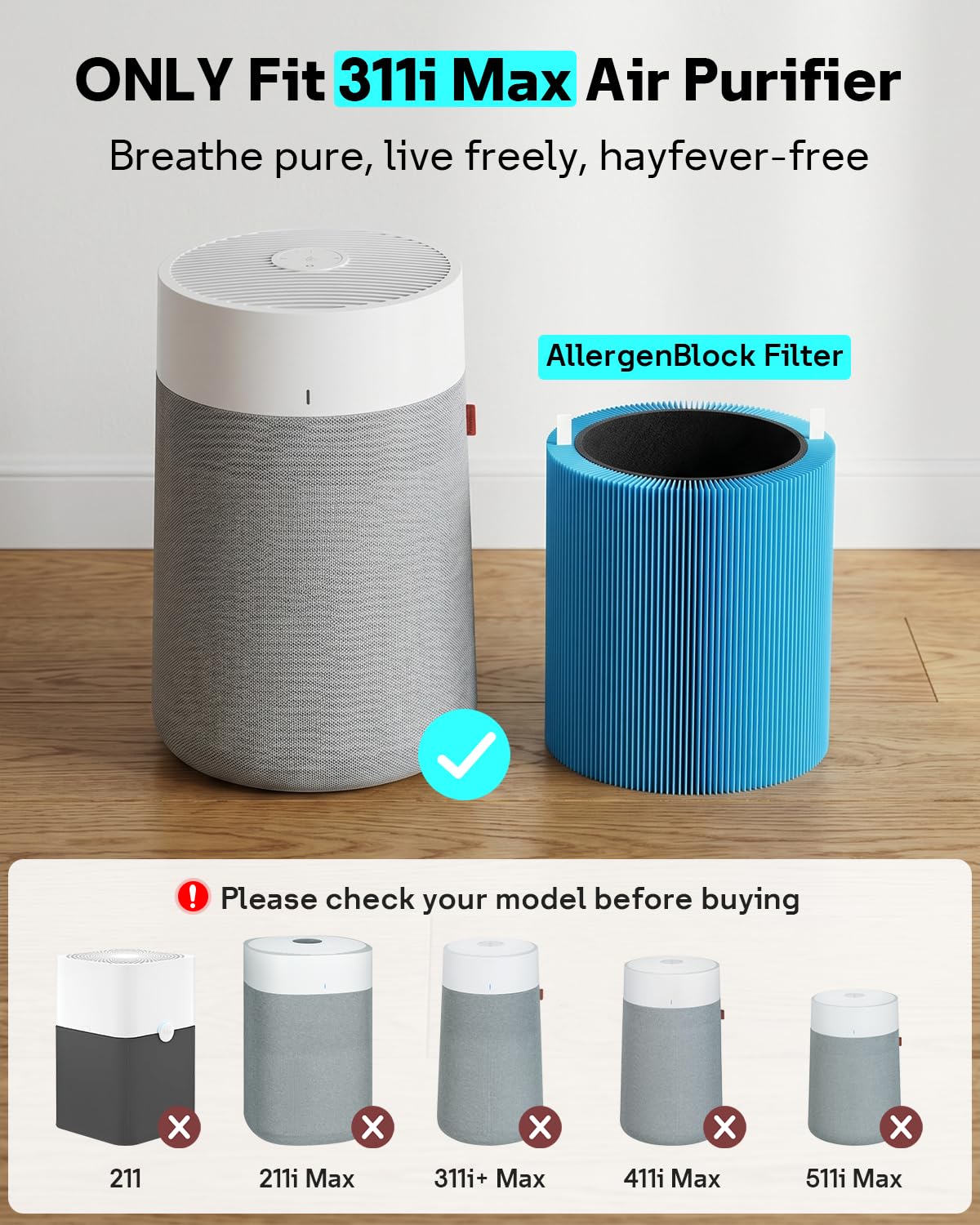 Blue Pure 311i Max AllergenBlock Replacement Filter (2 Count)