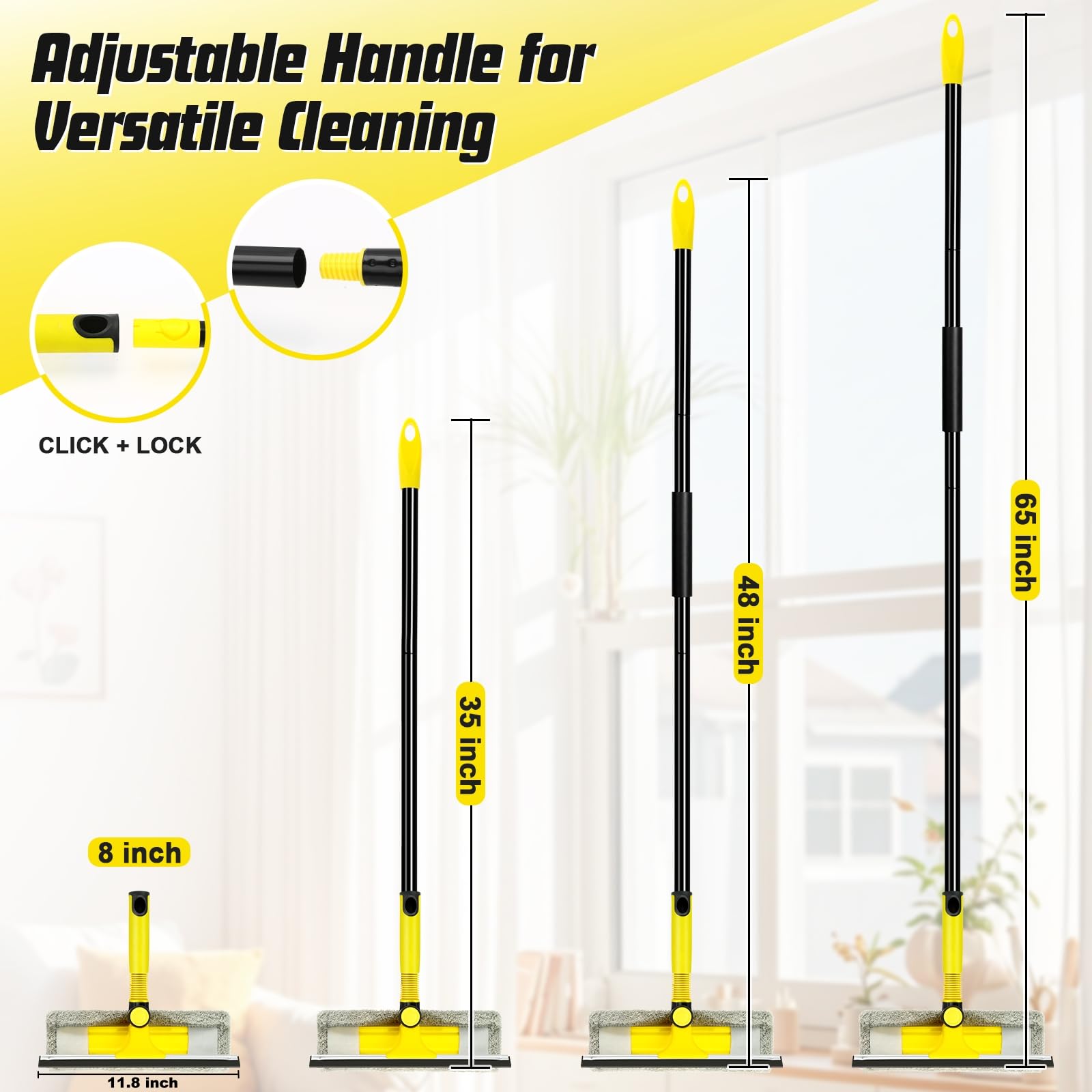 Professional Window Squeegee with 60" Extension Pole for Home