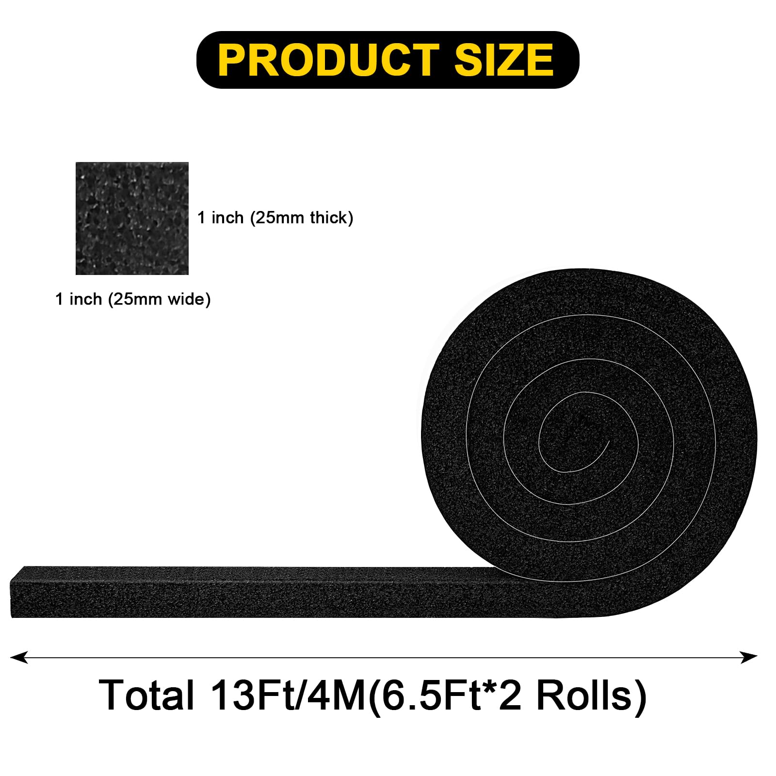 AC Window Seal 1inx1in Thick Foam Tape (13 Foot)
