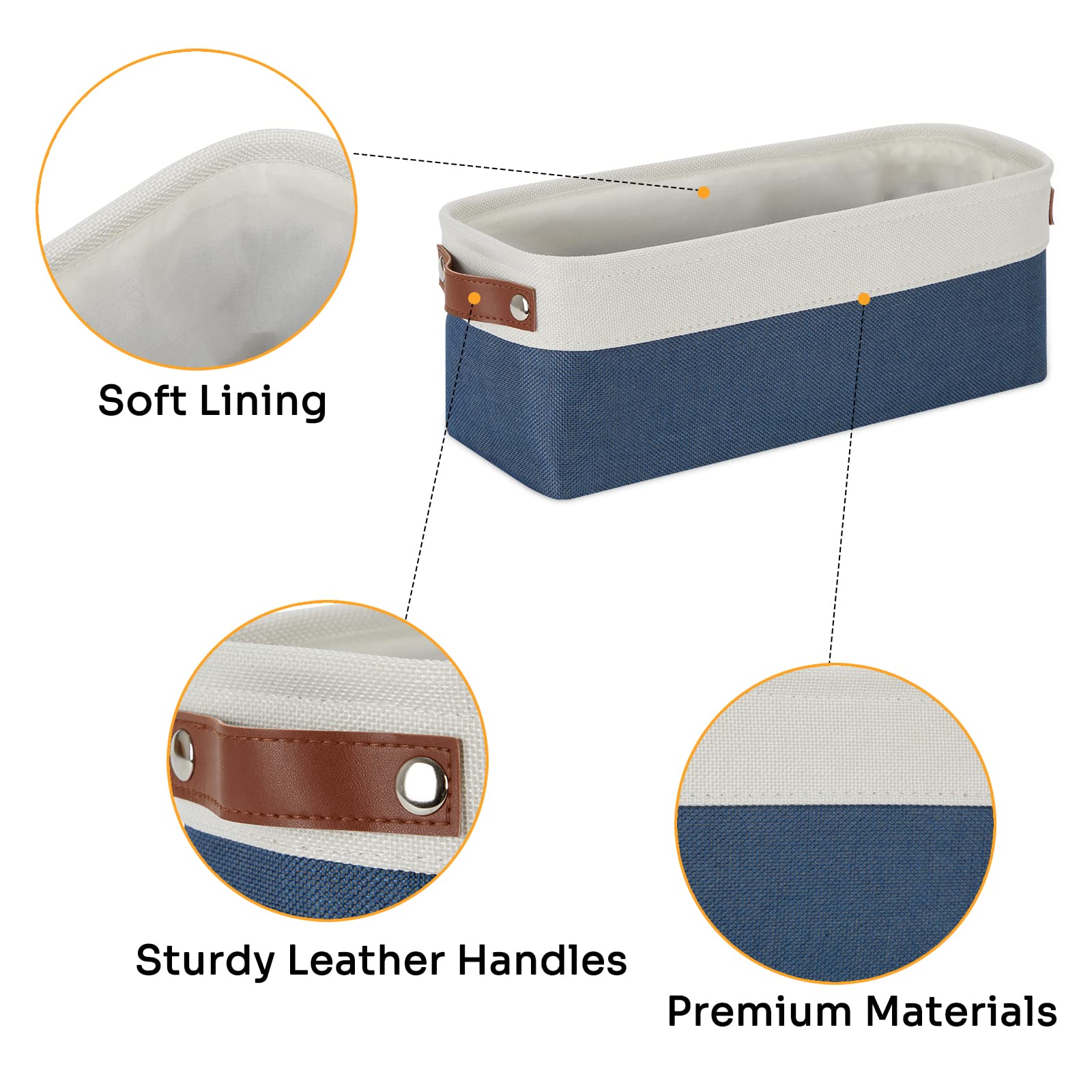 Toilet Paper Baskets for Storage 15"x6"x5.5" Small Rectangular Baskets for Towels [2 Pack] Collapsible Fabric for Organizing Closet (2 Count)