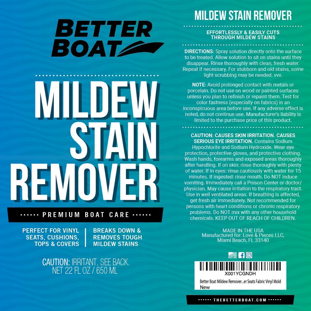 Mold and Mildew Stain Remover 22oz Spray for Fabric Vinyl Tile Grout (22 Fl Oz)
