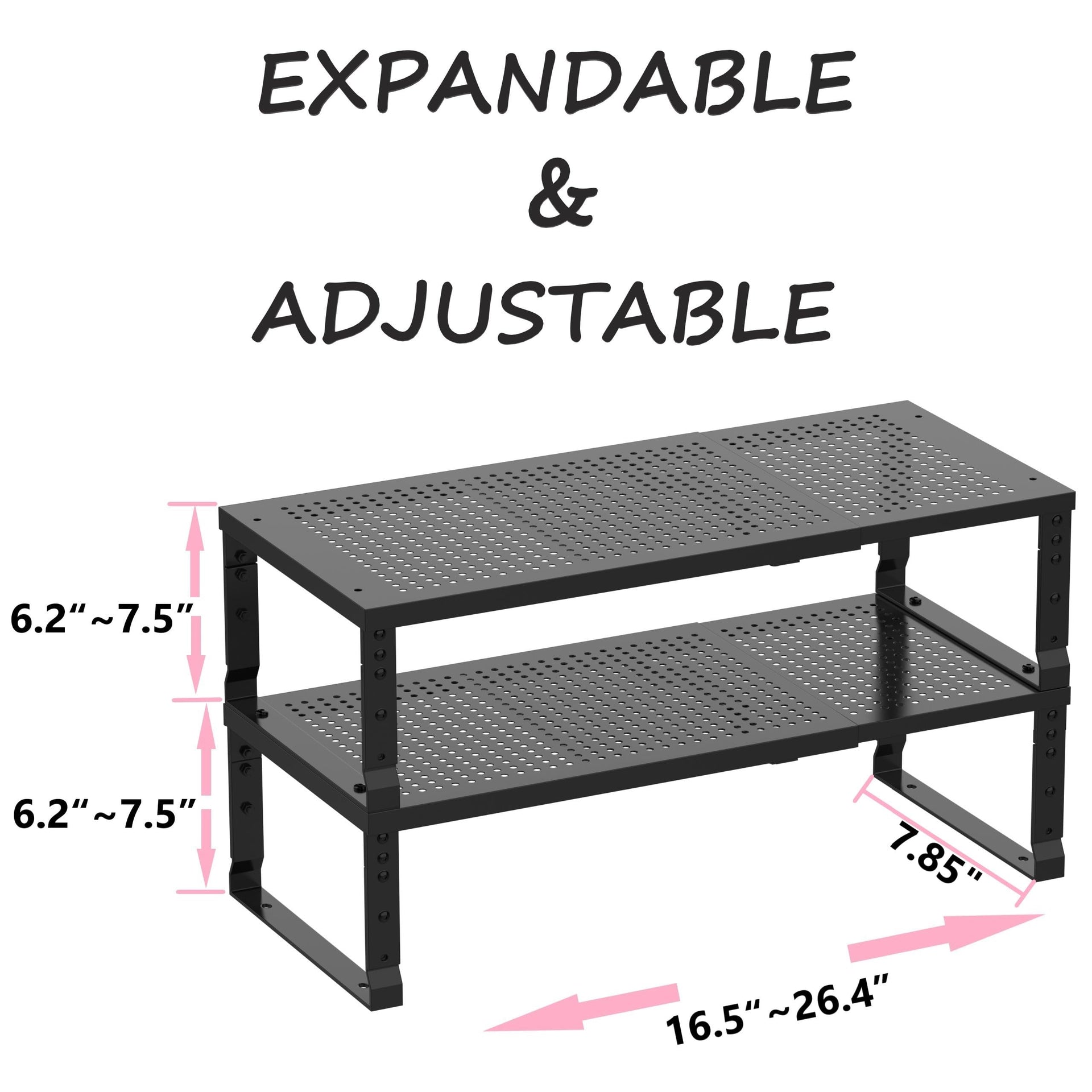 Metal Stackable Expandable Storage Shelf (2 Count)