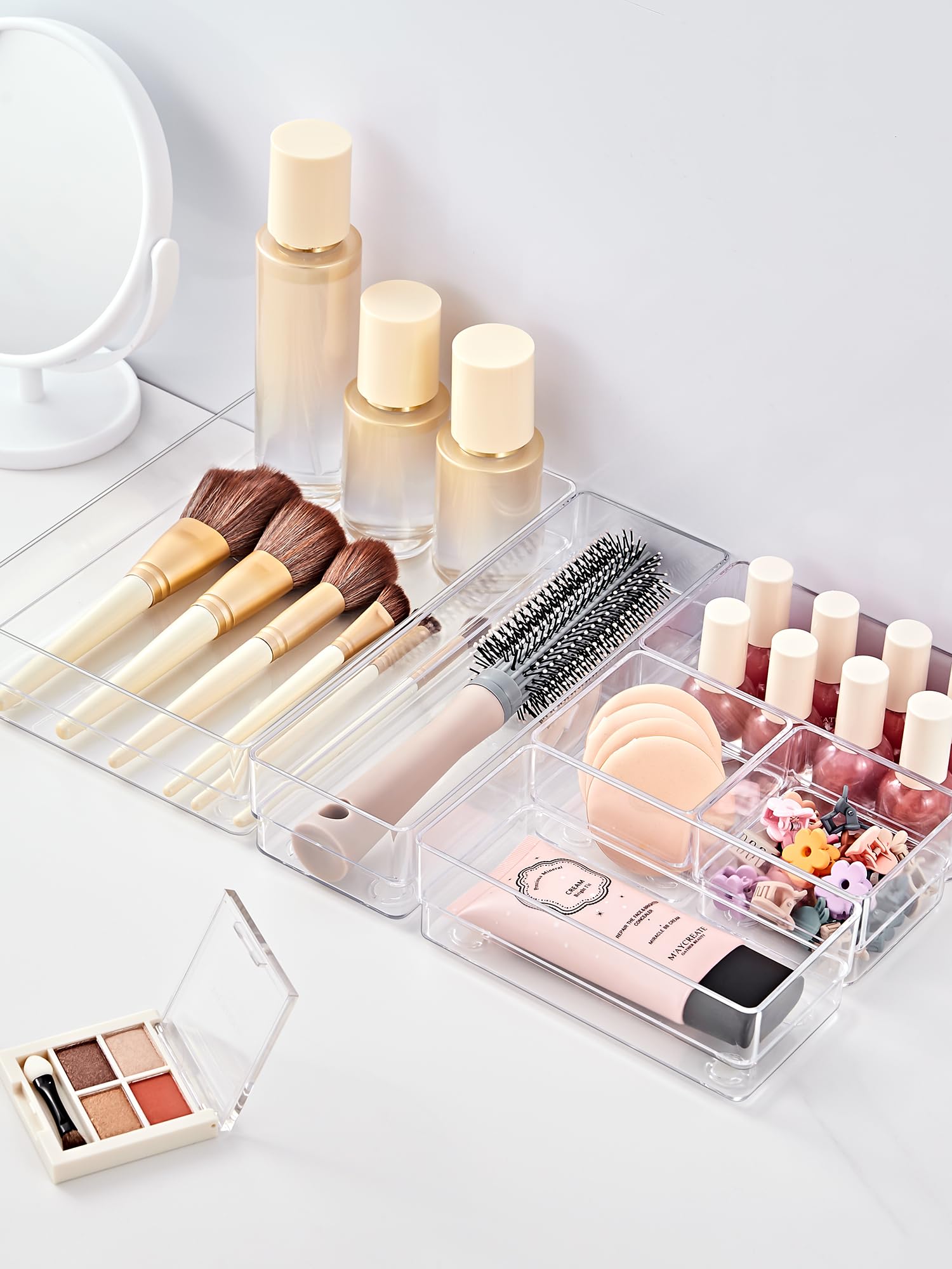 37 PCS Drawer Organizer 4 Size Desk Makeup Drawer Organizer Clear (37 Count)