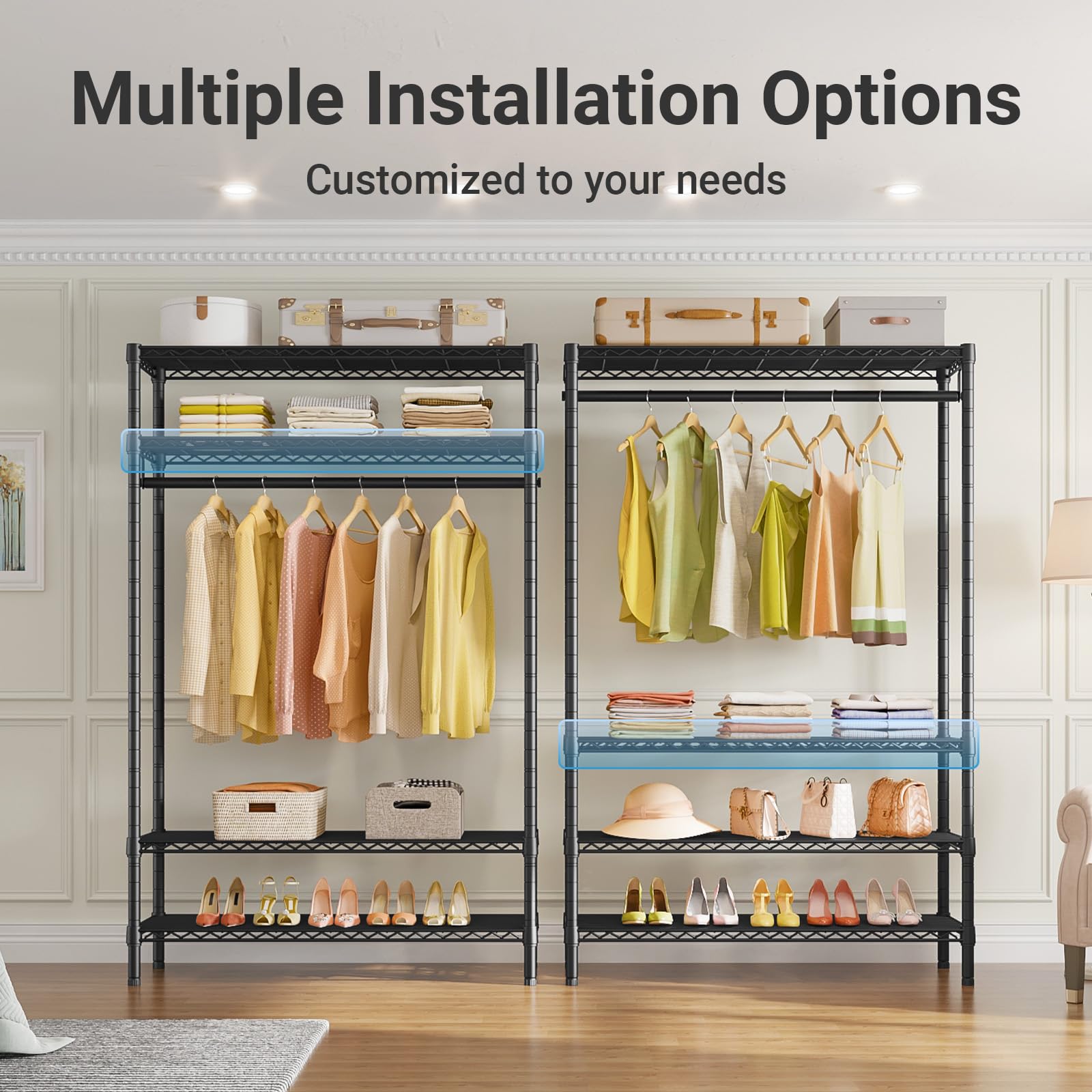V1 Plus 4 Tier Clothes Rack with Shelves