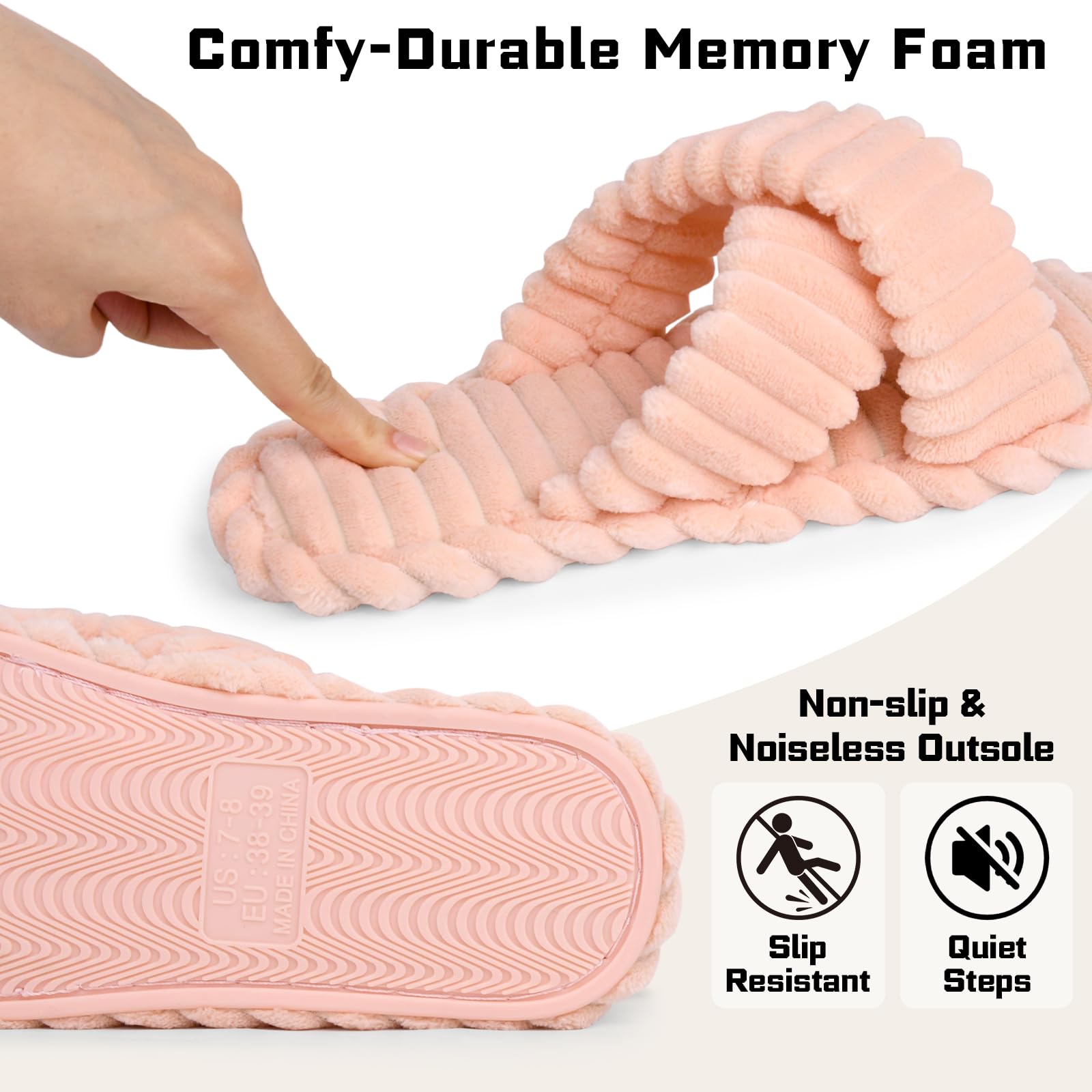 Women's Cozy Slippers Crossbands & Memory Foam