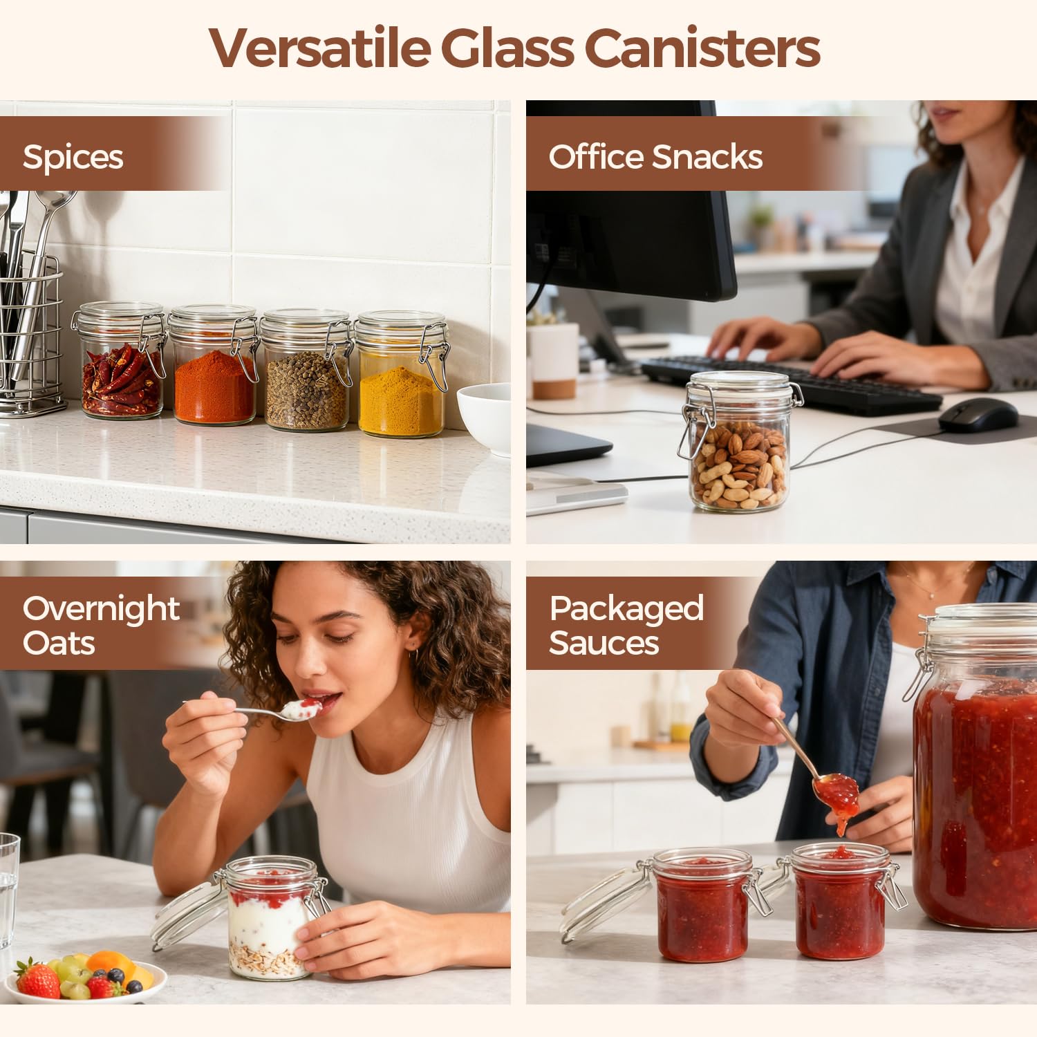 Small Mason Glass Jars with Airtight Lids 8 oz 6 Pack Pantry (6 Count)