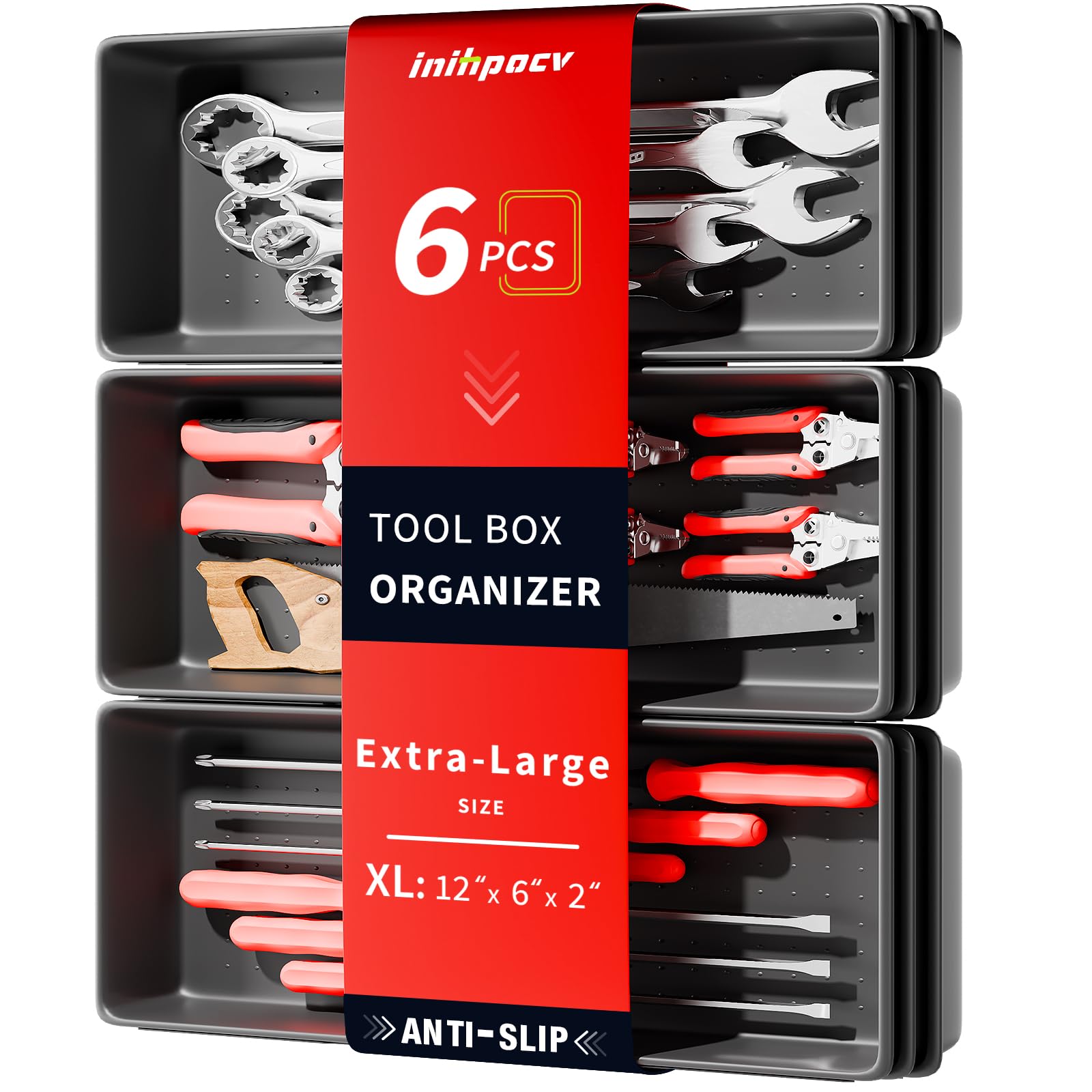 6 PCS Extra Large】 Tool Box Drawer Organizer Trays with Non (6 Count)
