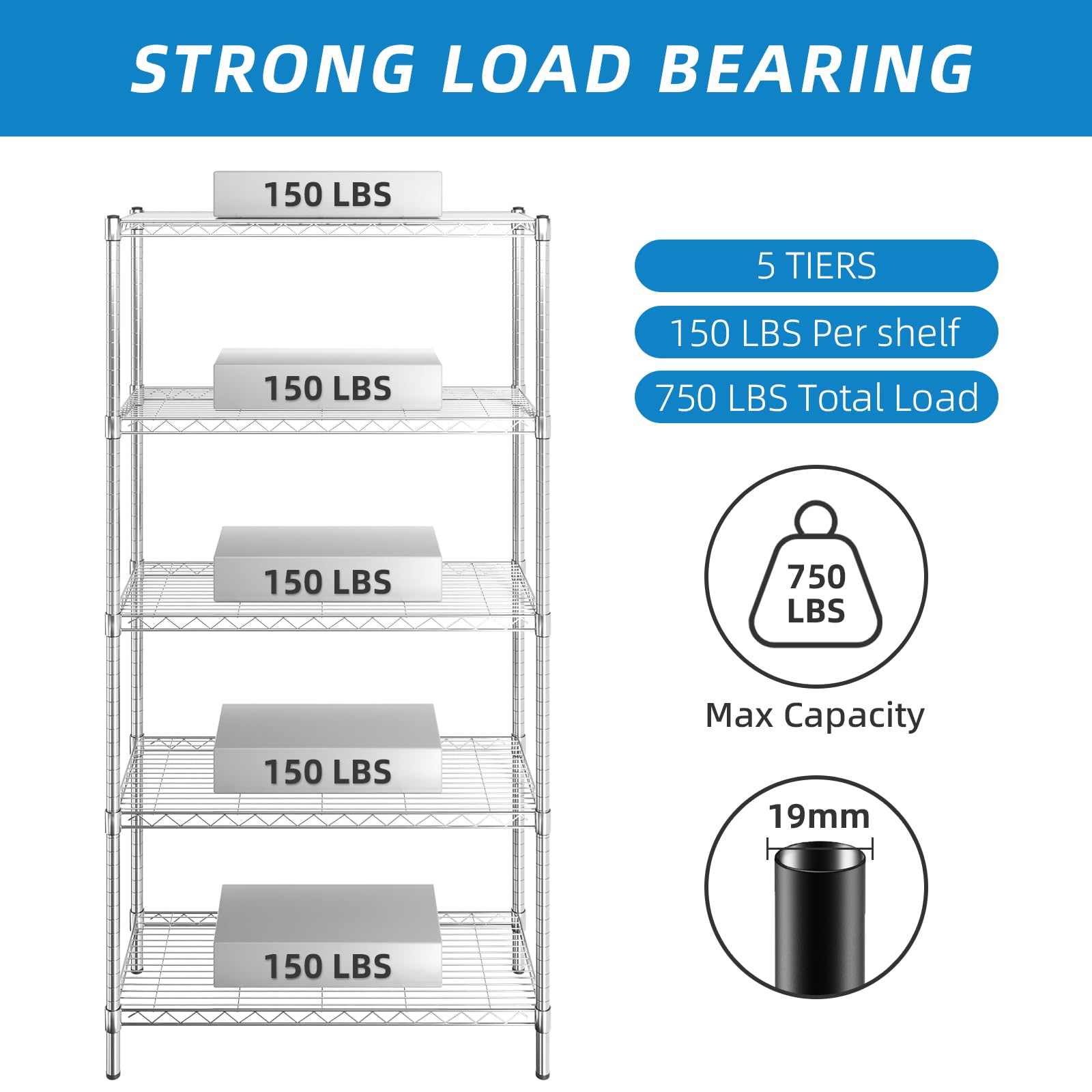 5 Shelf Adjustable Metal Wire Shelving
