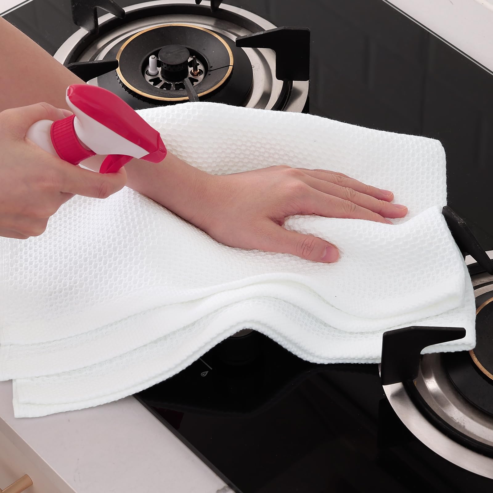 100% Cotton Oversized Waffle Weave Kitchen Towels 4 (4 Count)