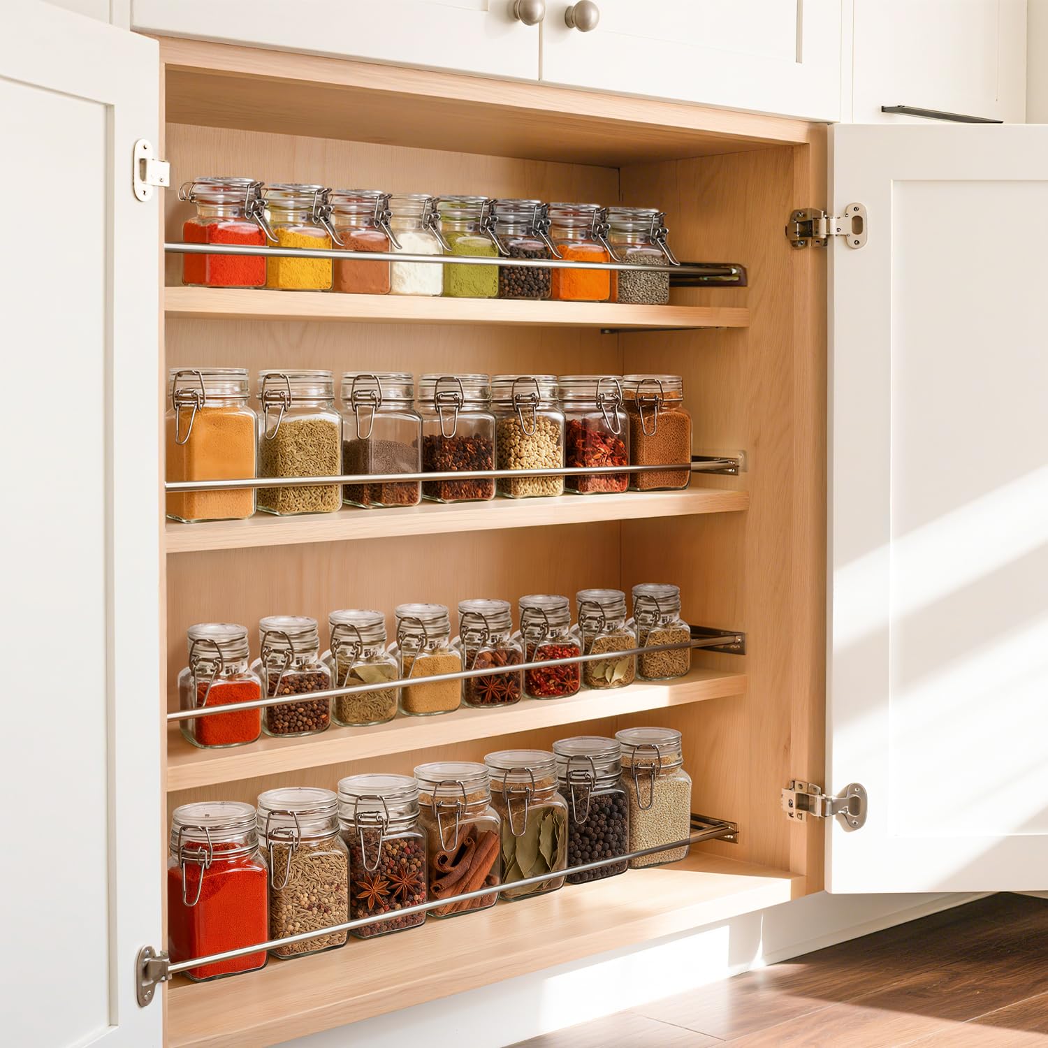 Square Small 8 oz Glass Spice Jars with Airtight Lids 12 Pack Pantry (12 Count)