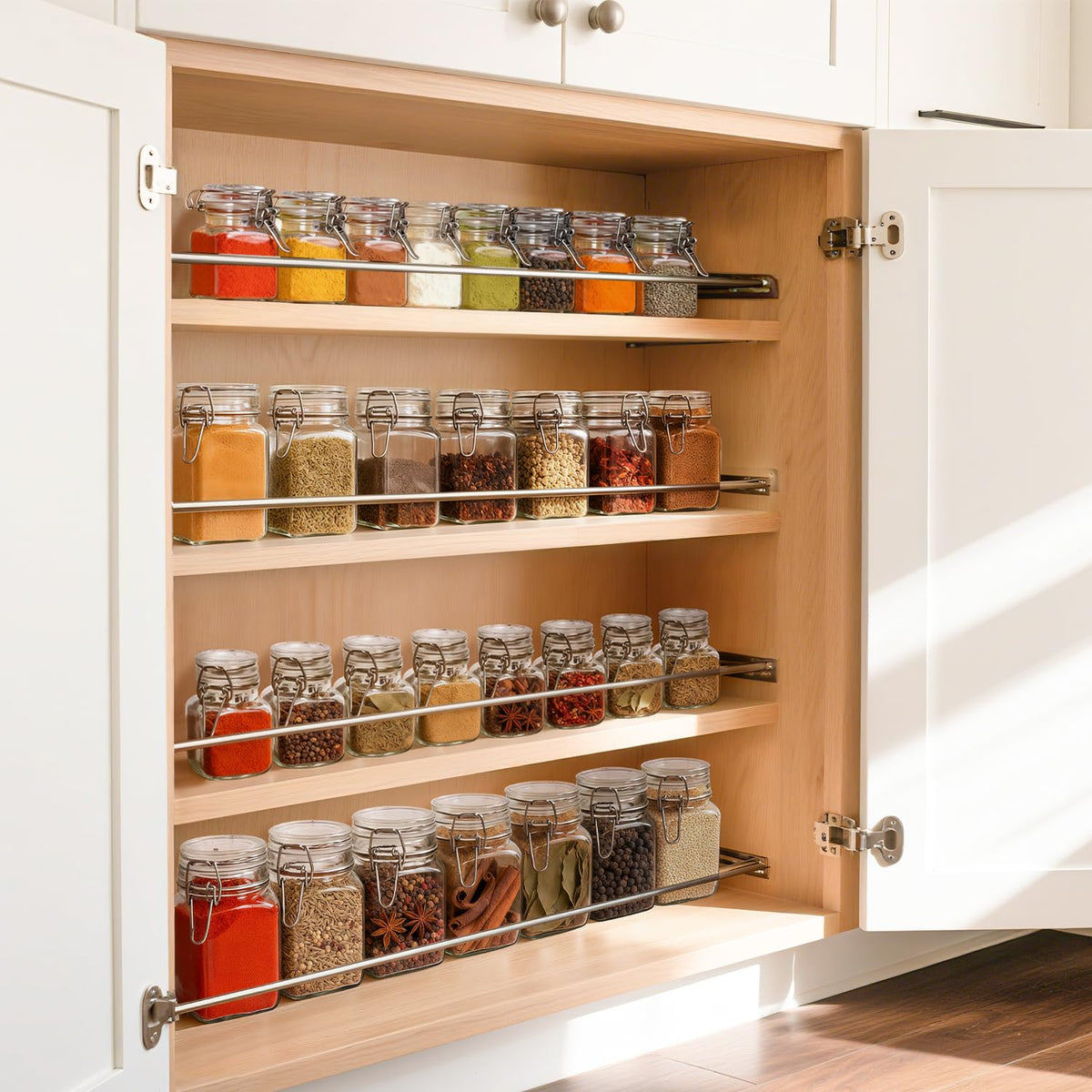 Square Small 8 oz Glass Spice Jars with Airtight Lids 6 Pack Pantry (6 Count)