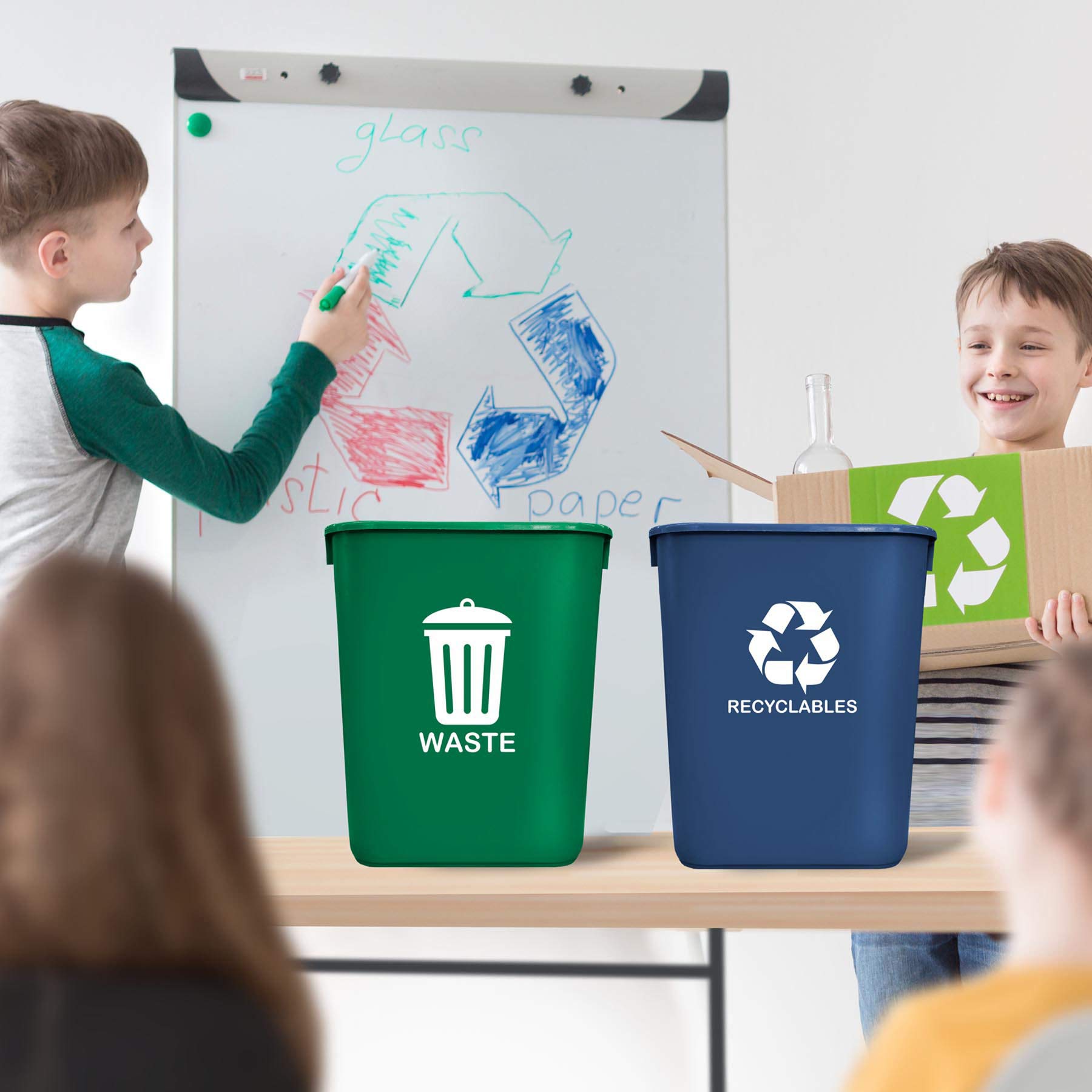 Wastebasket Bin for Recycling and Waste (2 Count)