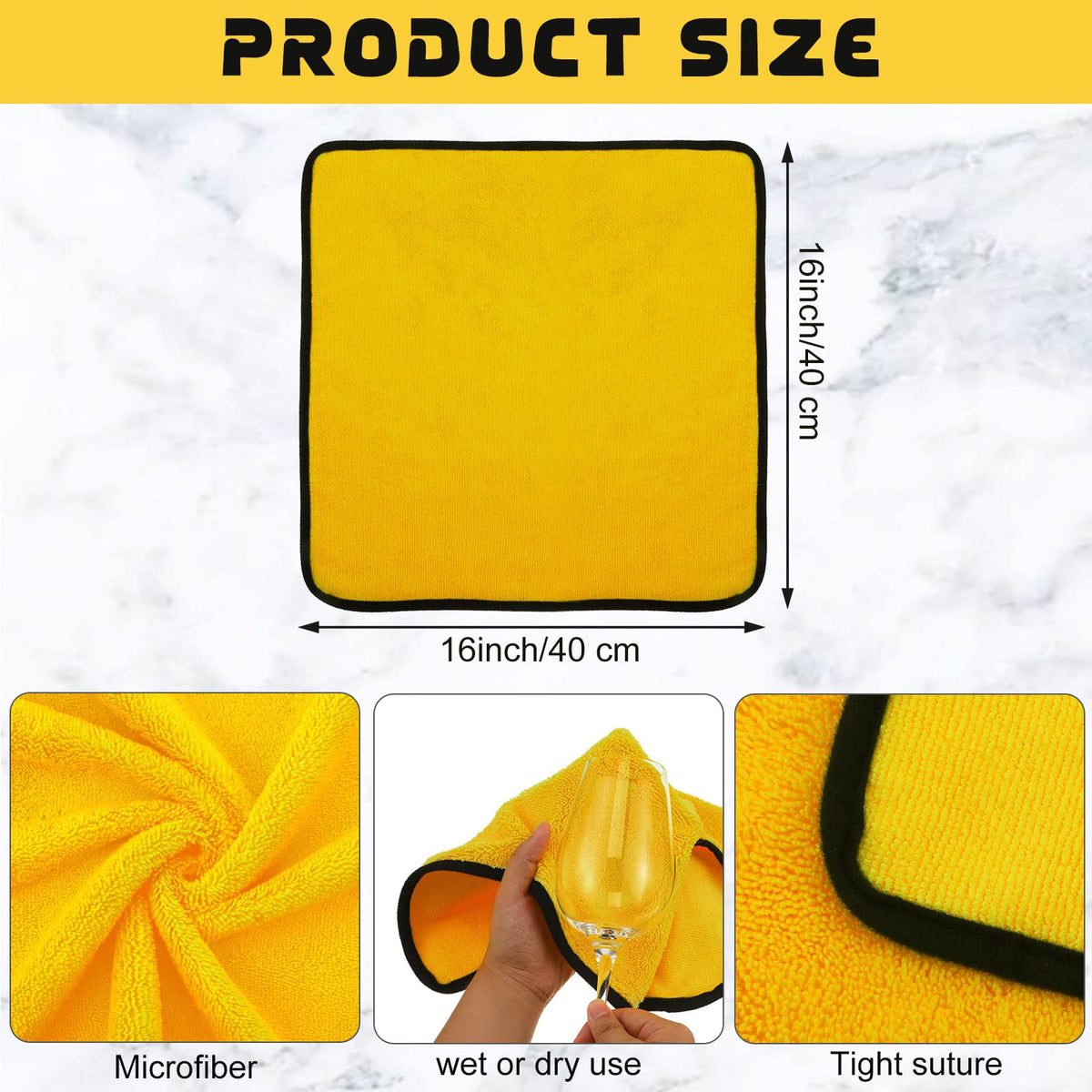 40 Pcs Yellow Microfiber Towels