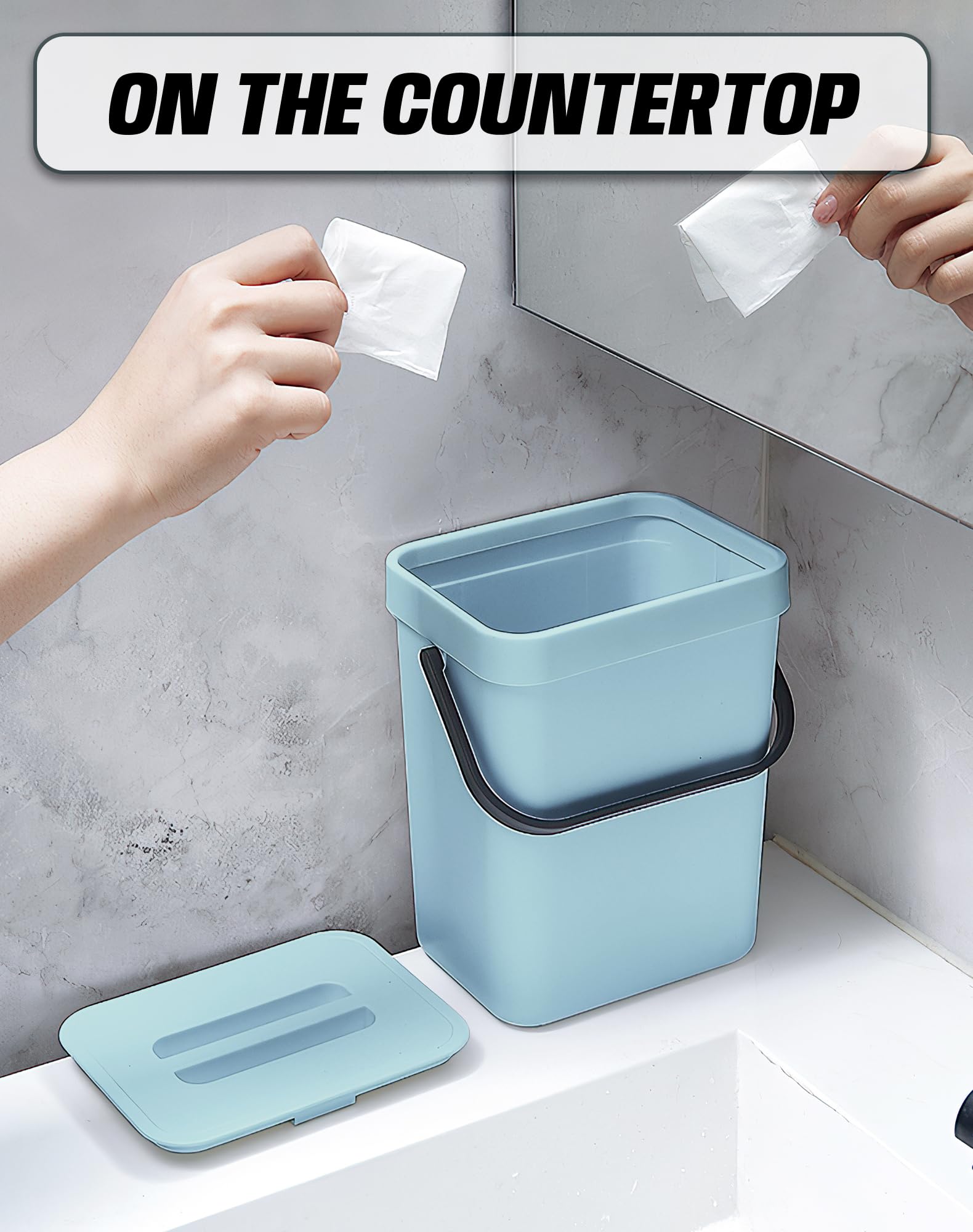 1.3 Gal Hanging Small Trash Can with Lid