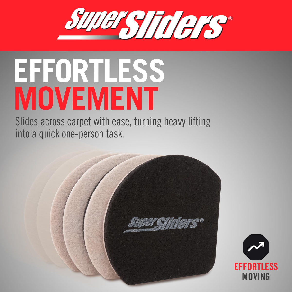 5" Slide & Hide Reusable Furniture Sliders for Hard Surfaces (4 Count)