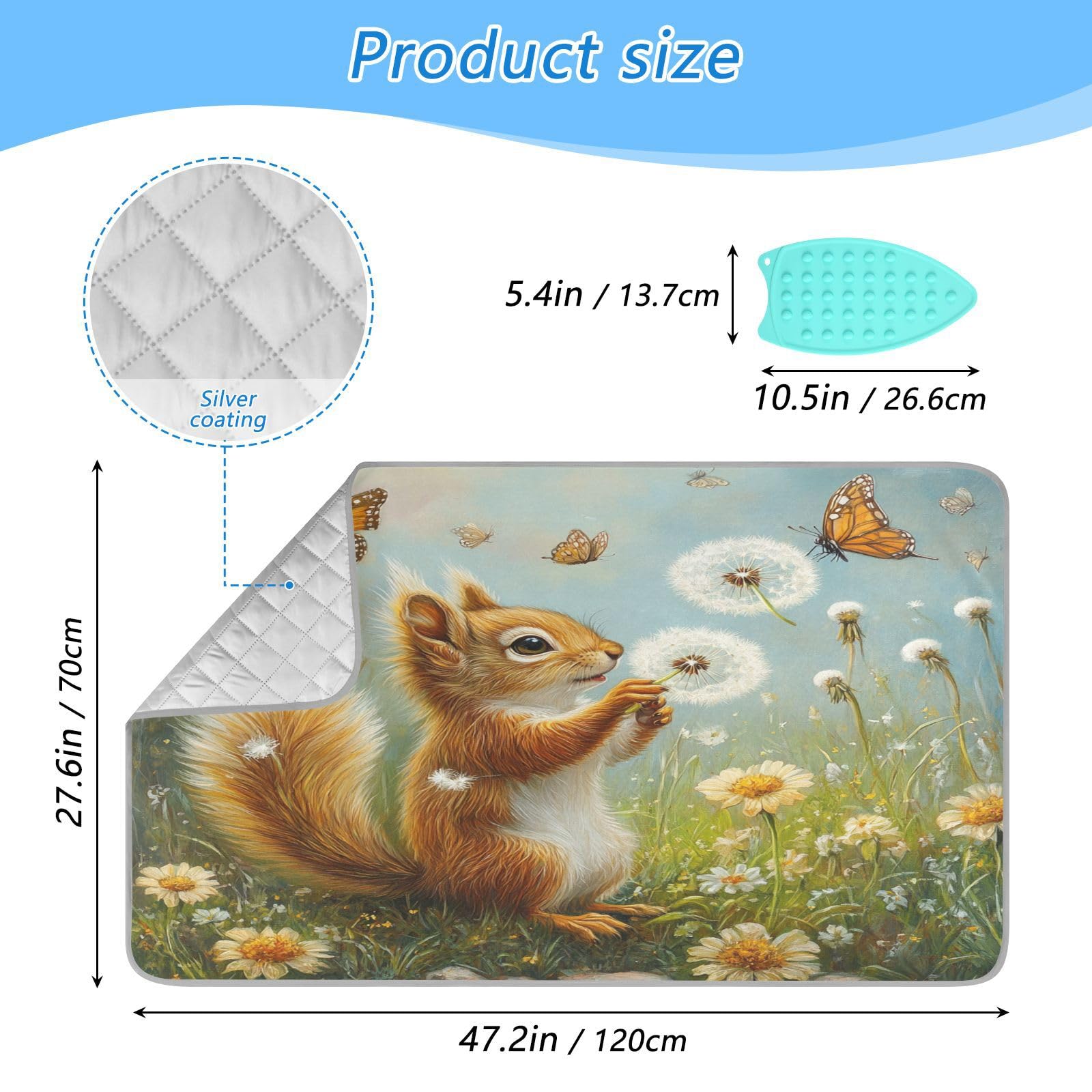Butterfly Squirrel Dandelion Ironing Mat Thickened Ironing Blanket Travel Portable Double