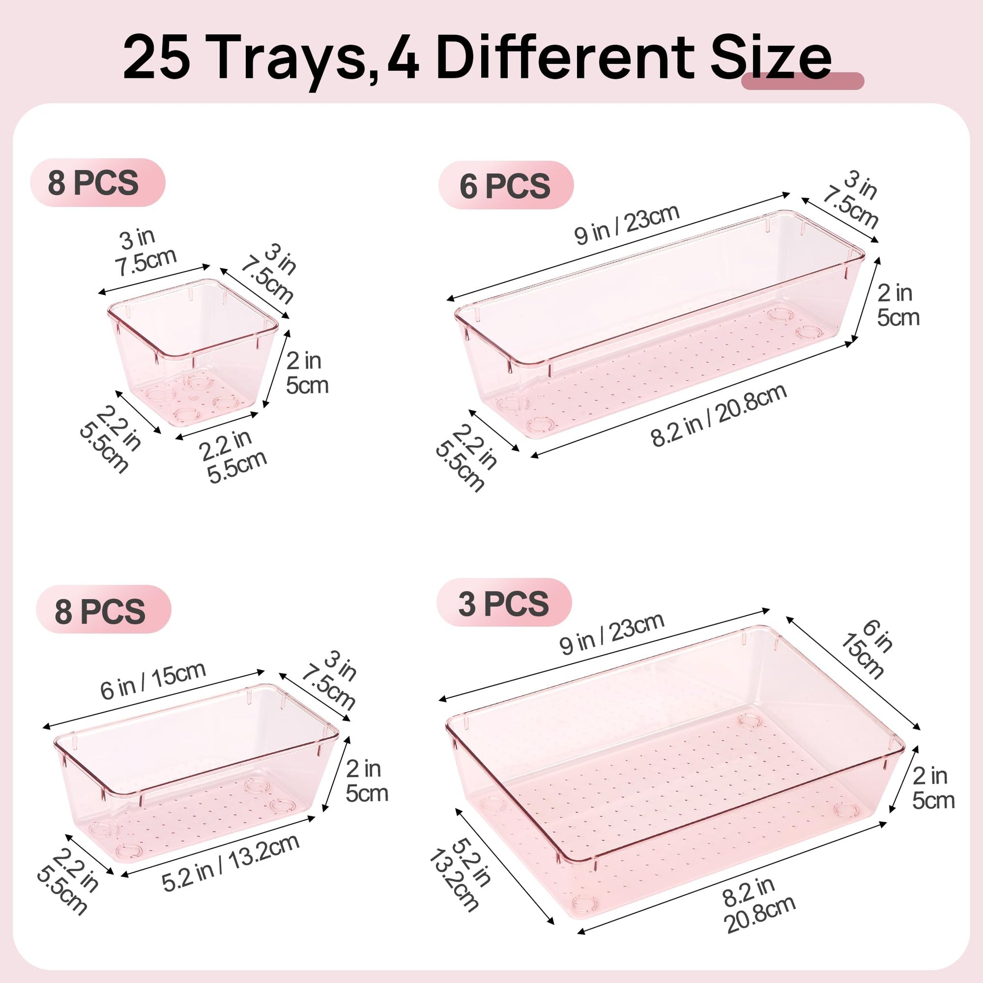 25 Pack Plastic Drawer Organizers with Non (25 Count)