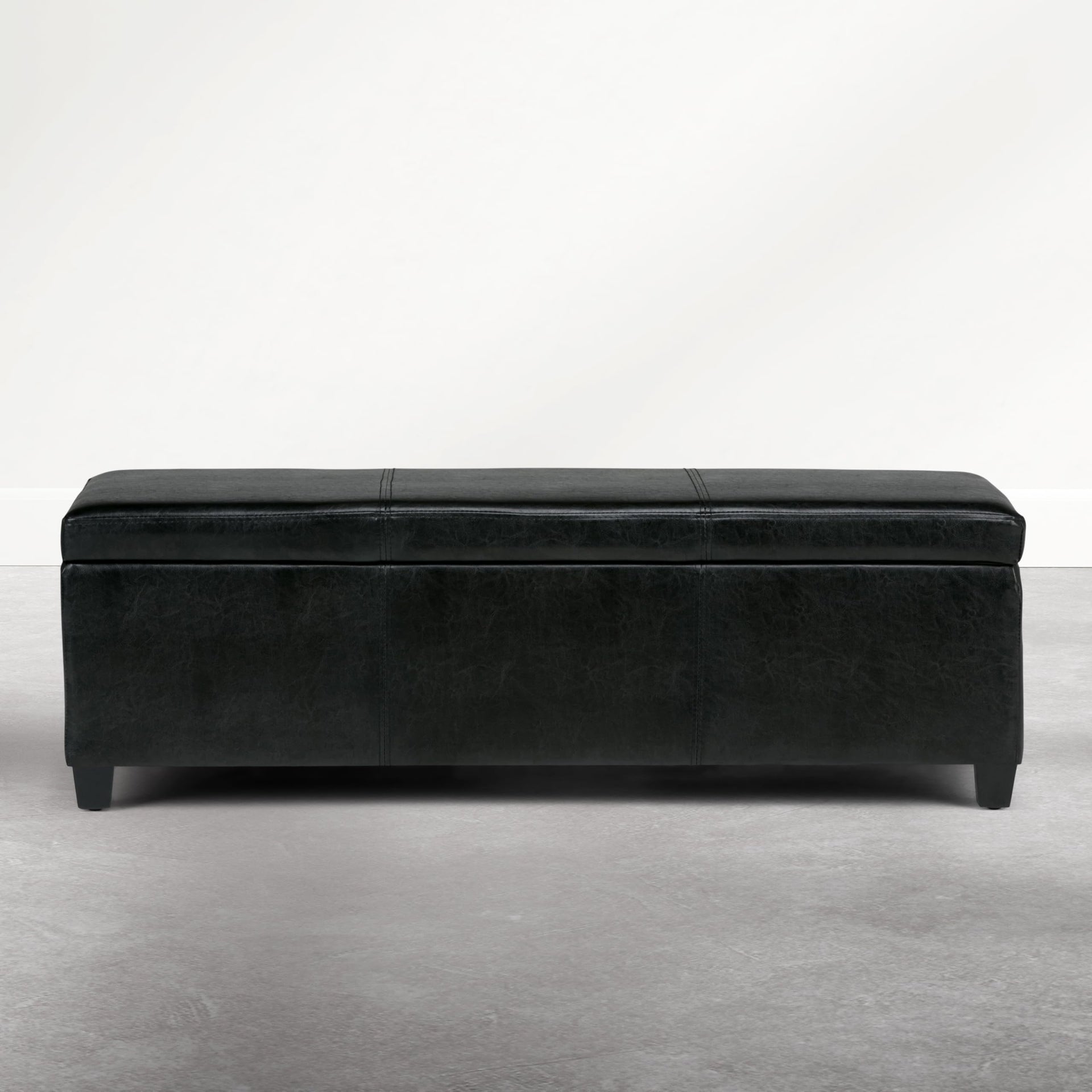 Avalon 48" Wide Vegan Leather Ottoman in Carbon Black