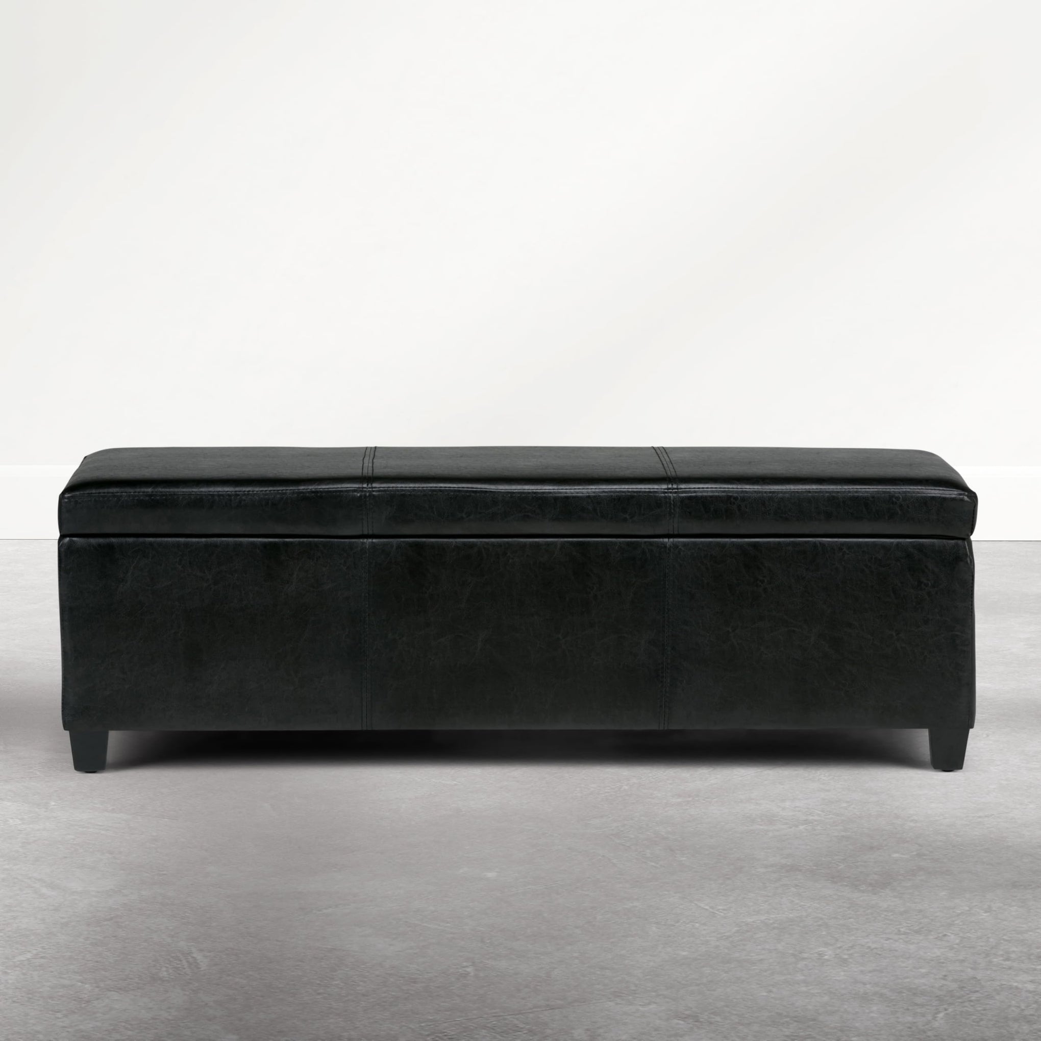 Avalon 48" Wide Vegan Leather Ottoman in Carbon Black