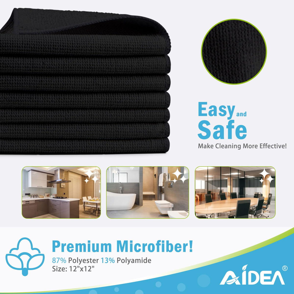 Black Microfiber Cleaning Cloth (100 Count)