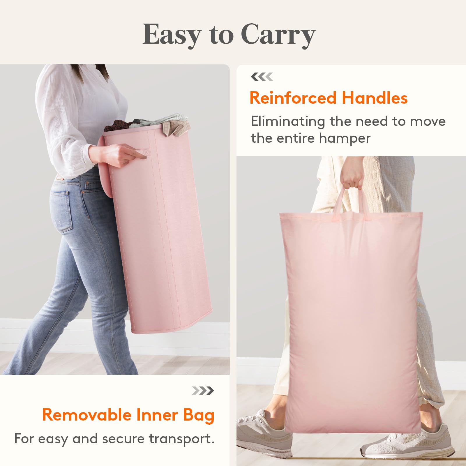 Slim Laundry Basket with Lid and Removable Bag
