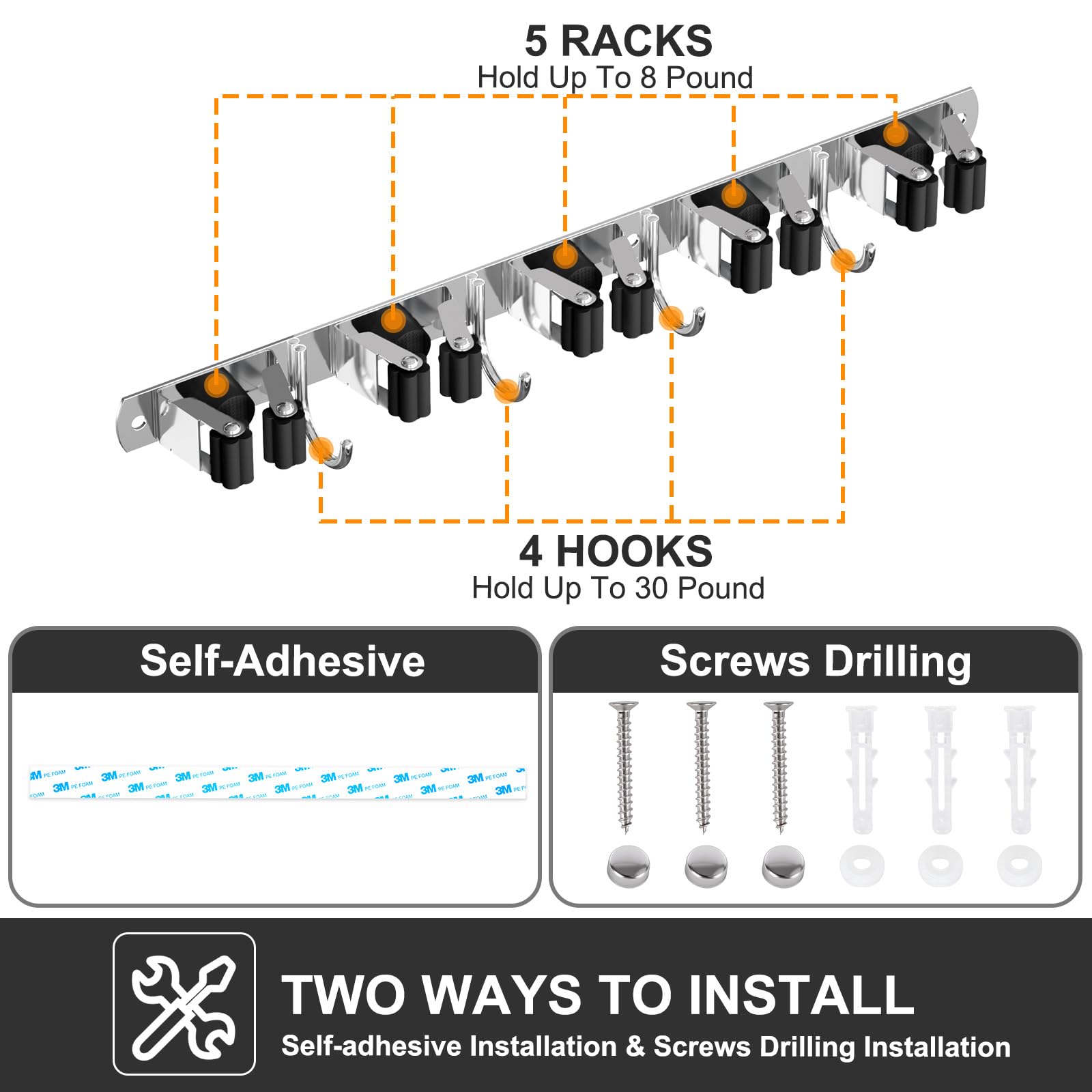 Broom Holder Wall Mount