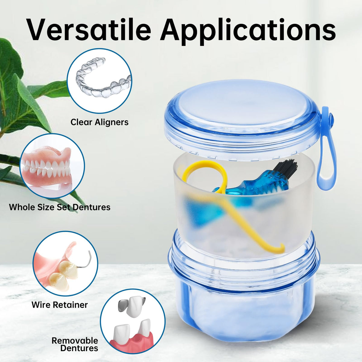 No Leak Partial Denture Case Retainer Bath Box Cup